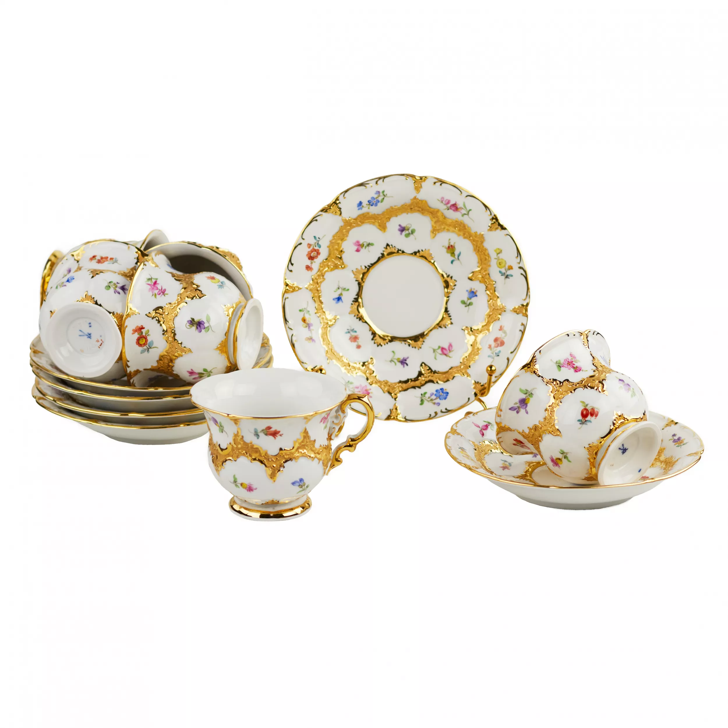 TEA AND COFFEE SERVICE MEISSEN FOR SIX PERSONS  GERMANY, 20TH CENTURY