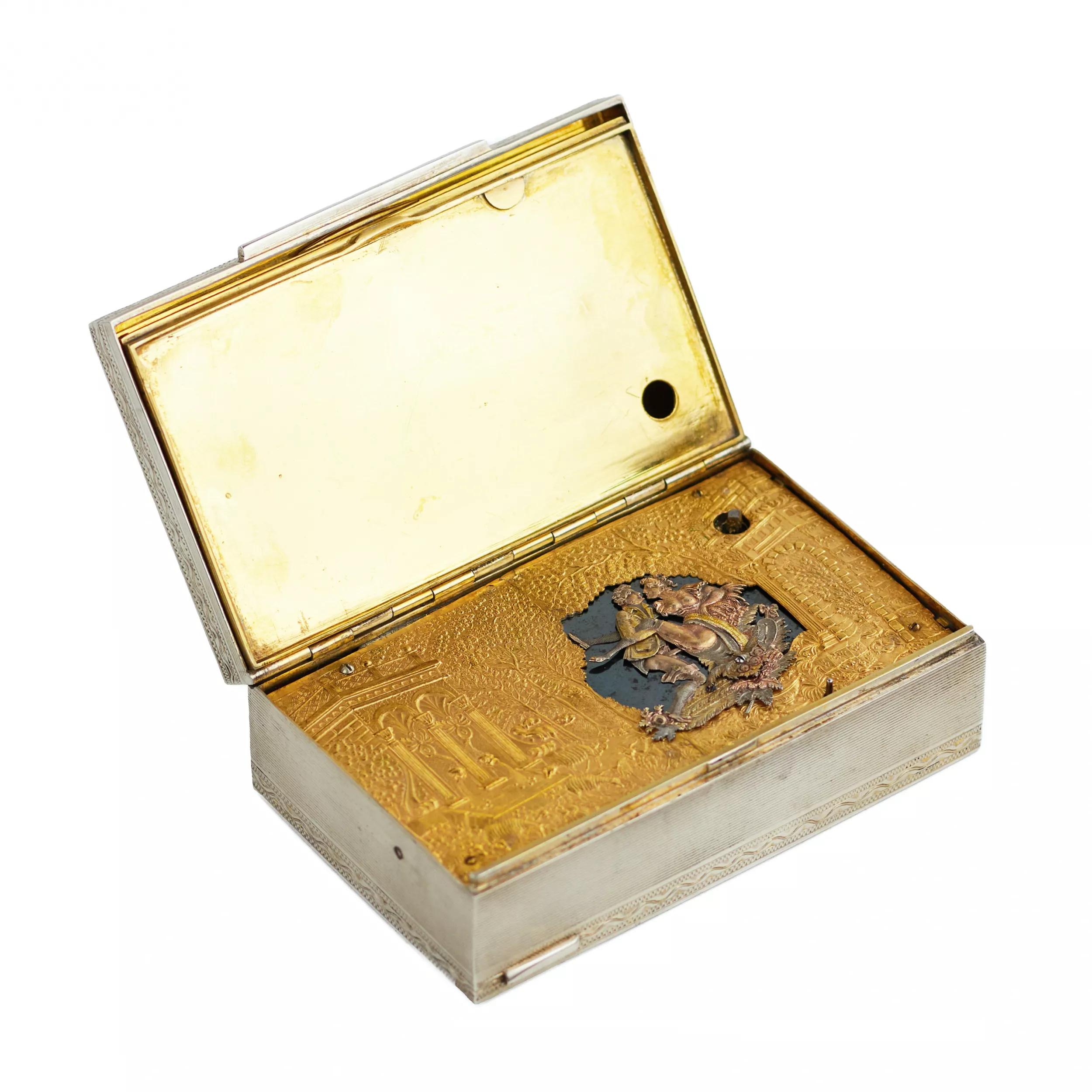 RARE SILVER EROTIC MUSICAL BOX  ITALY, 1930s