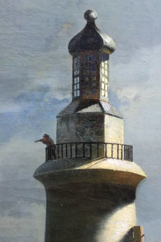 IVAN KONSTANTINOVITCH AÏVAZOVSKI (1817-1900). «LE PHARE»  RUSSIE, SECONDE MOITIÉ DU XIXᵉ SIÈCLE