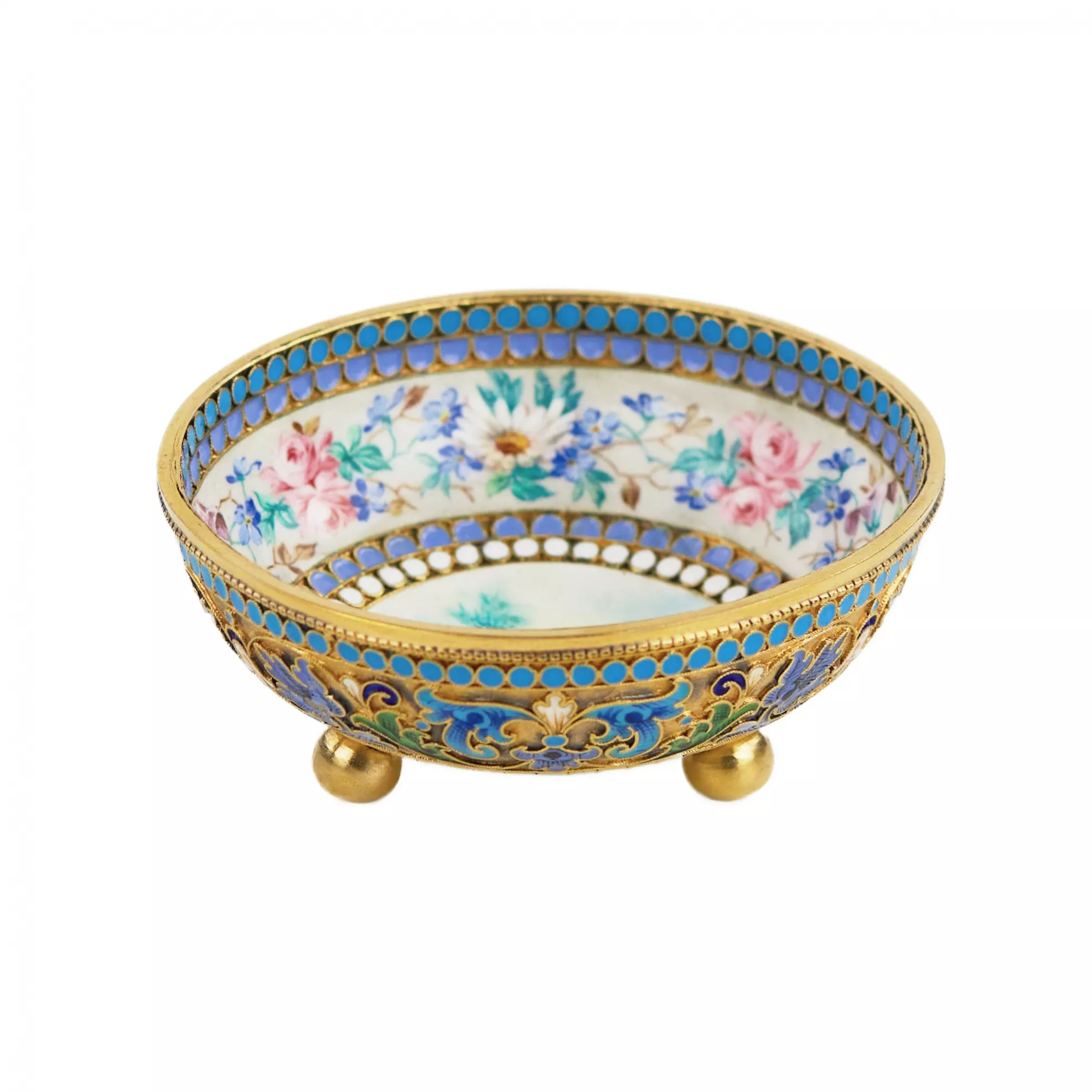 COUPE EN ARGENT AUX ÉMAUX POLYCHROMES. MAÎTRE VASSILI AGAFONOV RUSSIE, MOSCOU, FIN DU XIXᵉ SIÈCLE