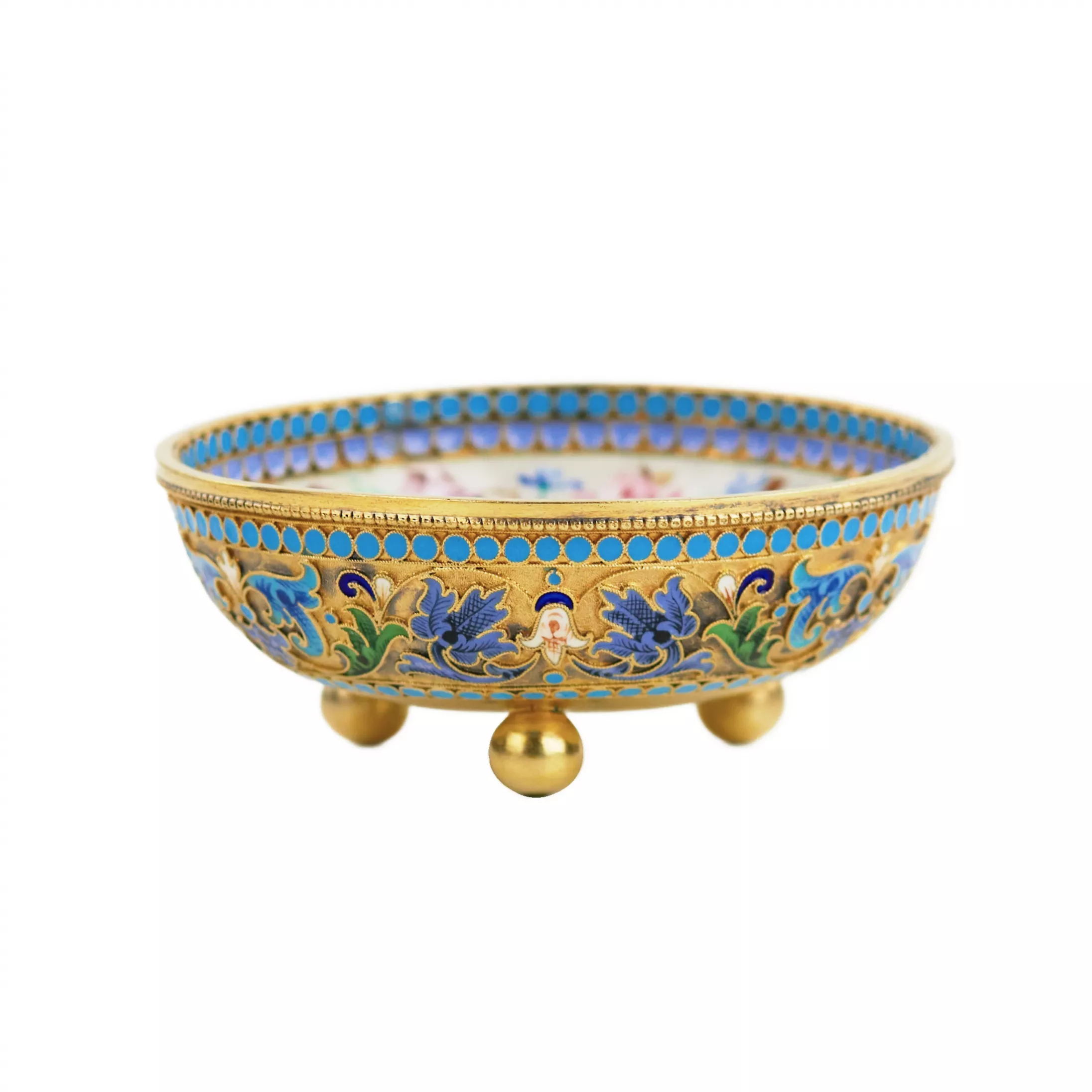 COUPE EN ARGENT AUX ÉMAUX POLYCHROMES. MAÎTRE VASSILI AGAFONOV RUSSIE, MOSCOU, FIN DU XIXᵉ SIÈCLE