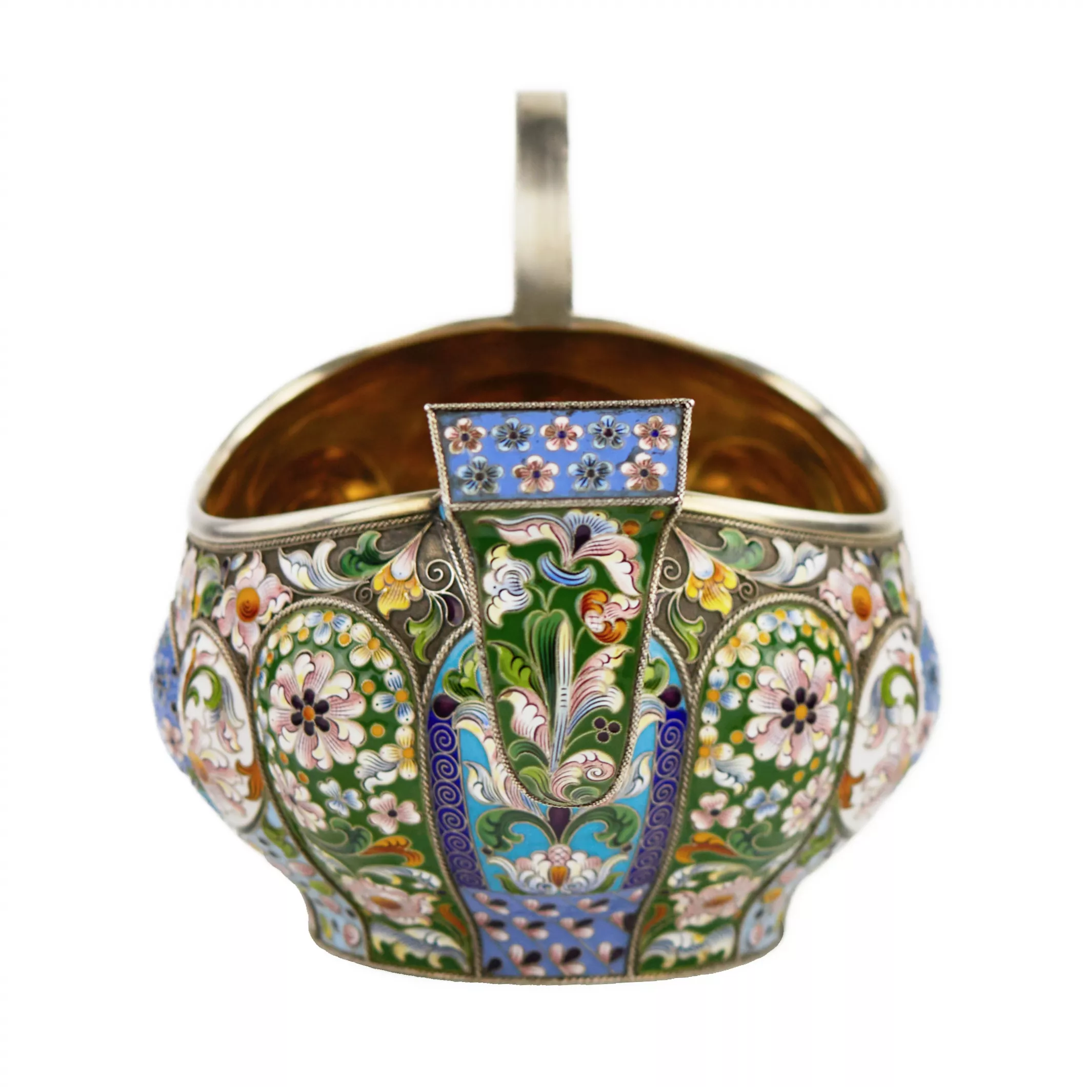 SILVER-GILT KOVSH WITH POLYCHROME ENAMELS. PAVEL OVTCHINNIKOV FIRM RUSSIA, MOSCOW, 1908–1917