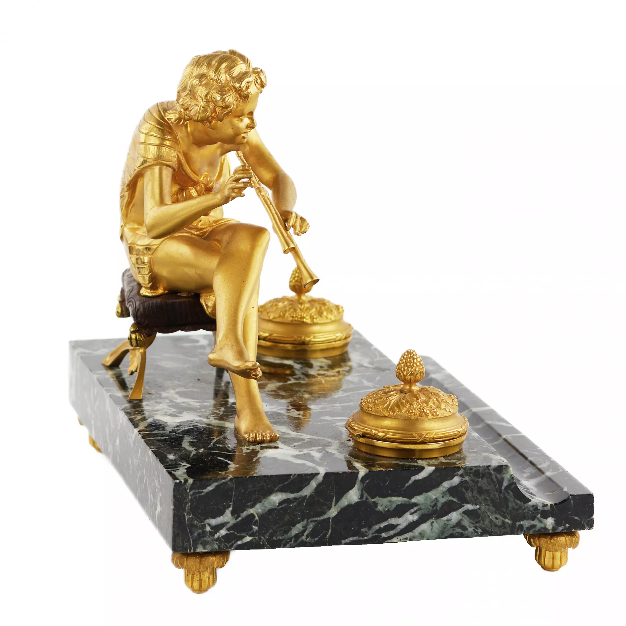 ENCRIER DE BUREAU À LA FIGURE DE PAN  FRANCE, DÉBUT DU XIXᵉ SIÈCLE