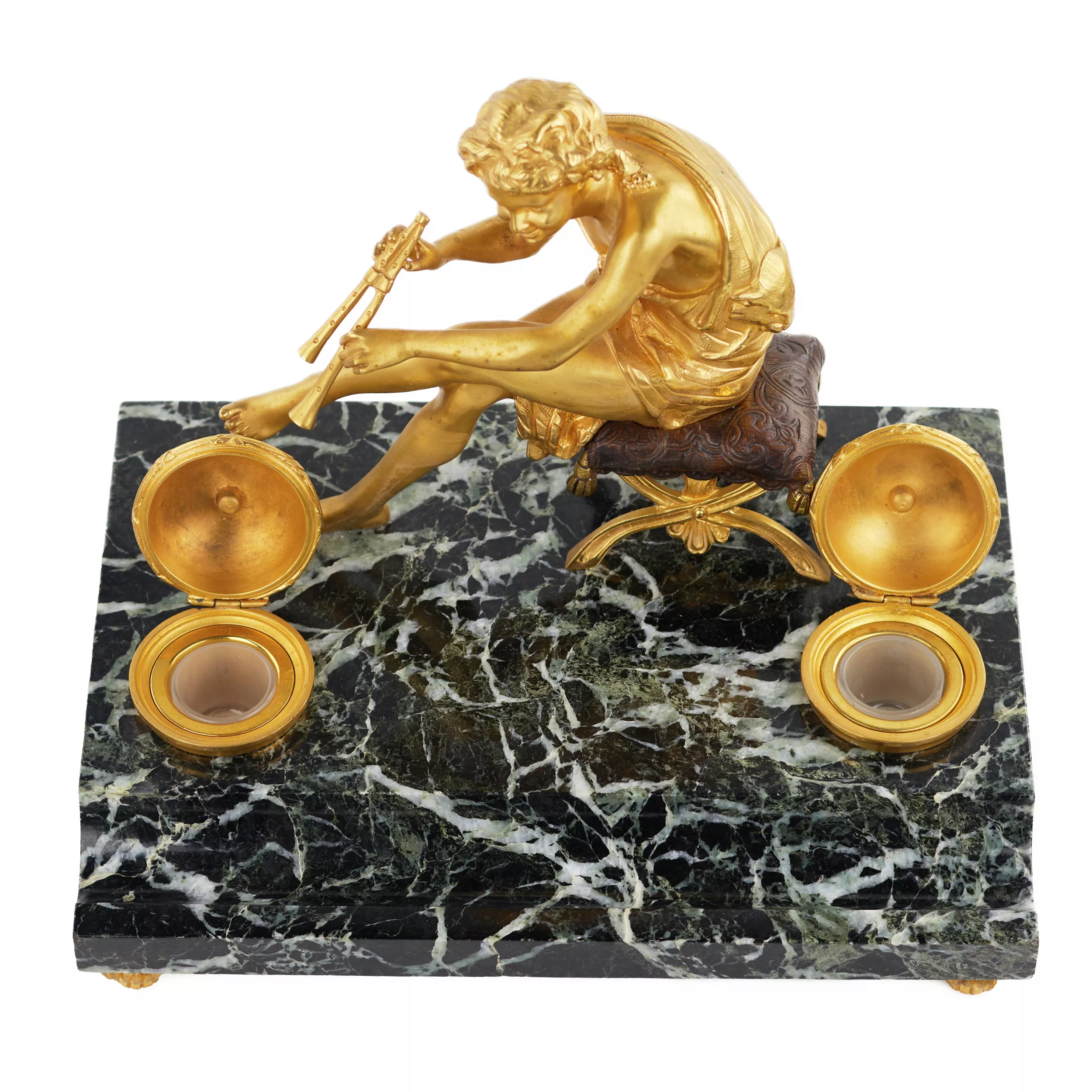 ENCRIER DE BUREAU À LA FIGURE DE PAN  FRANCE, DÉBUT DU XIXᵉ SIÈCLE
