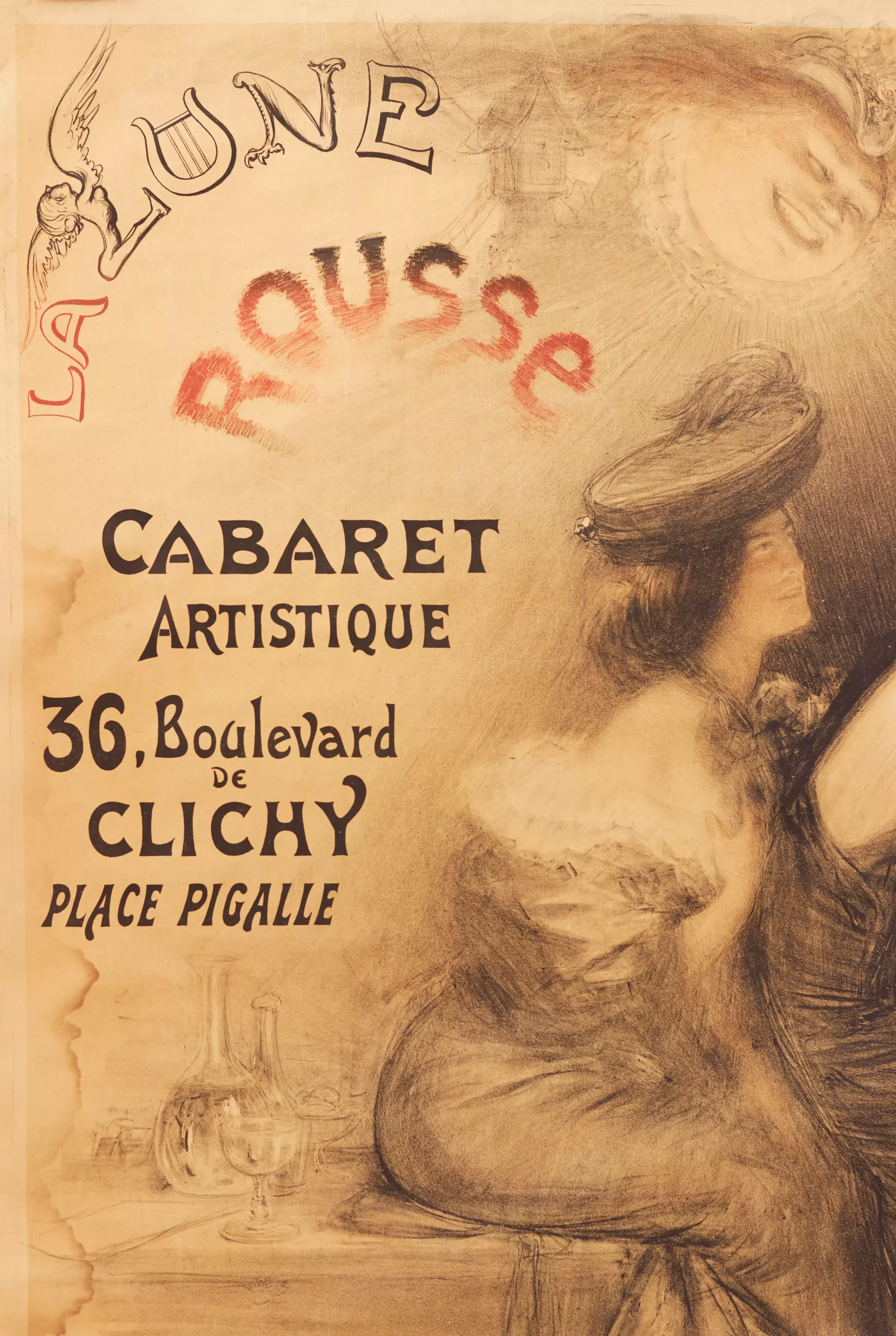 POSTER FOR THE CABARET “LA LUNE ROUSSE”. CHARLES LÉANDRE (1862 - 1934) FRANCE, PARIS, 1904