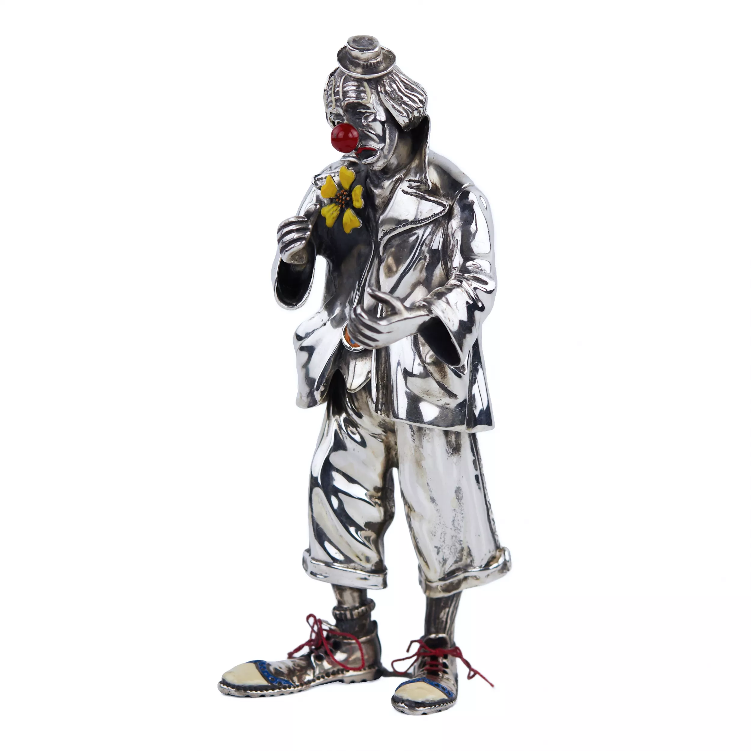 SILVER FIGURE OF A CLOWN. VITTORIO ANCINI  ITALY, AREZZO, SECOND HALF OF THE 20TH CENTURY