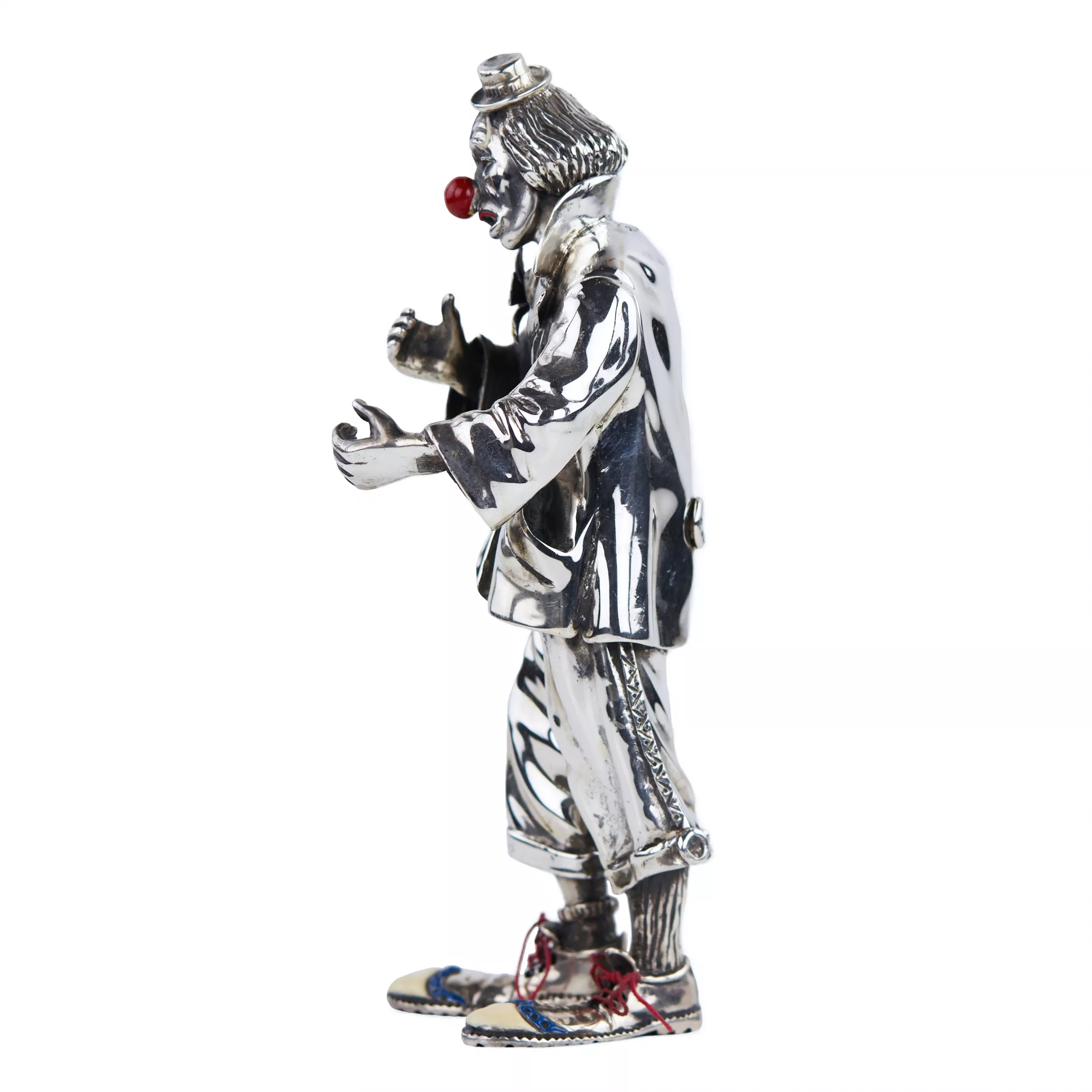 SILVER FIGURE OF A CLOWN. VITTORIO ANCINI  ITALY, AREZZO, SECOND HALF OF THE 20TH CENTURY