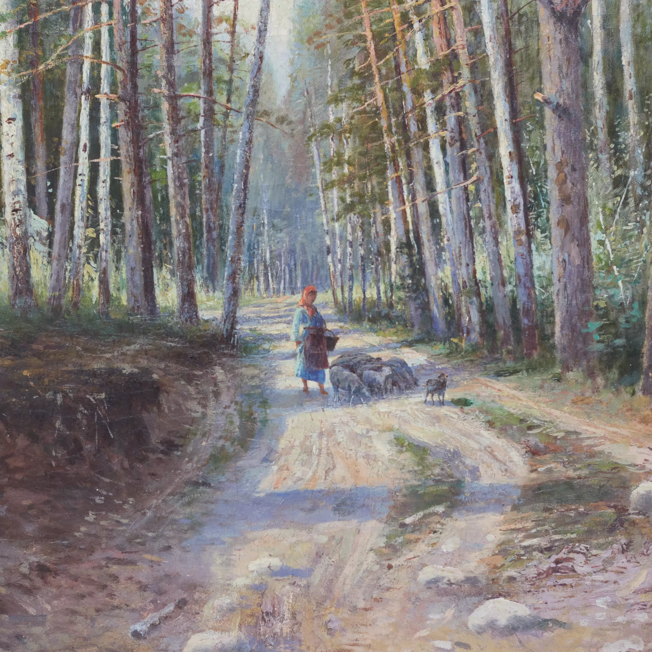 ALEXANDRA EGOROVNA MAKOVSKAJA (1837 - 1915) ROUTE FORESTIÈRE RUSSIE, 1889