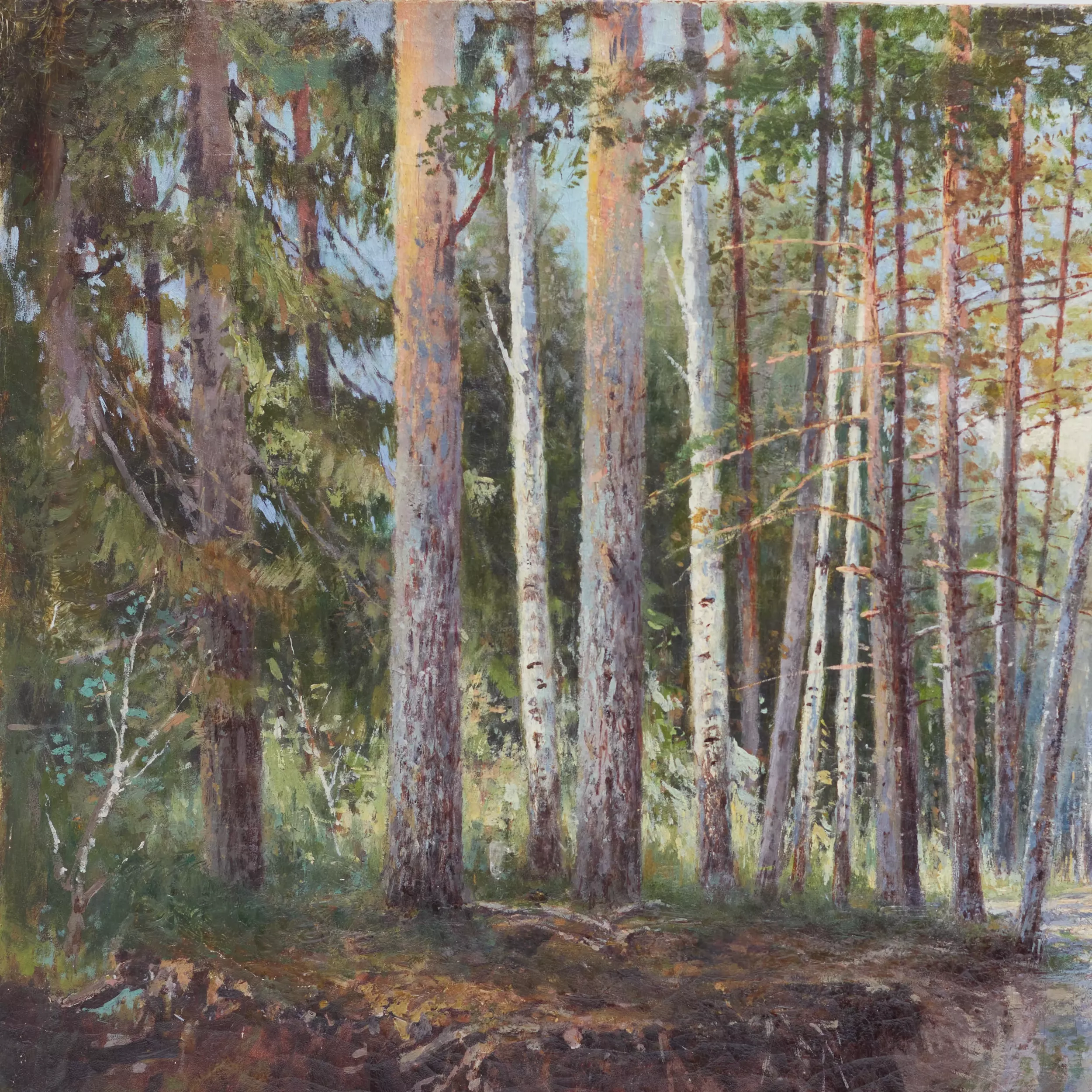 ALEXANDRA EGOROVNA MAKOVSKAJA (1837 - 1915) ROUTE FORESTIÈRE RUSSIE, 1889