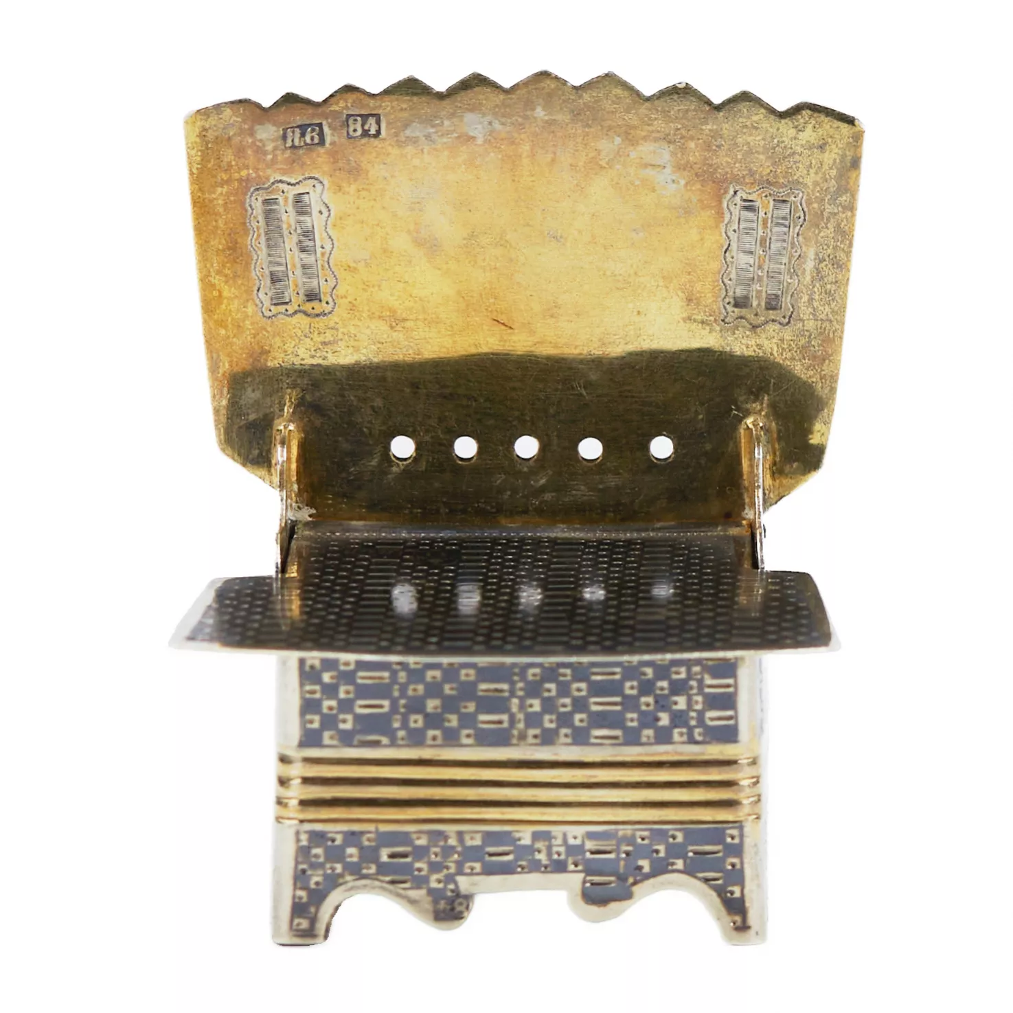 SALIÈRE EN ARGENT EN FORME DE TRÔNE AVEC NIELLO MOSCOU, 1864