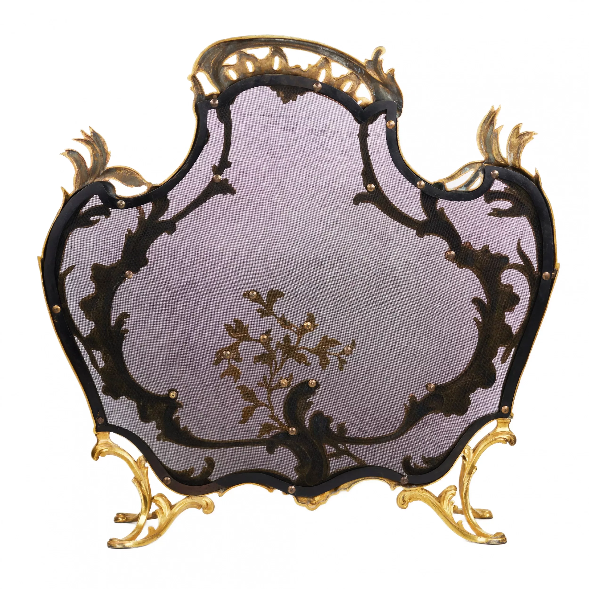 GILT BRONZE FIREPLACE SCREEN IN THE LOUIS XV STYLE FRANCE, 19TH CENTURY