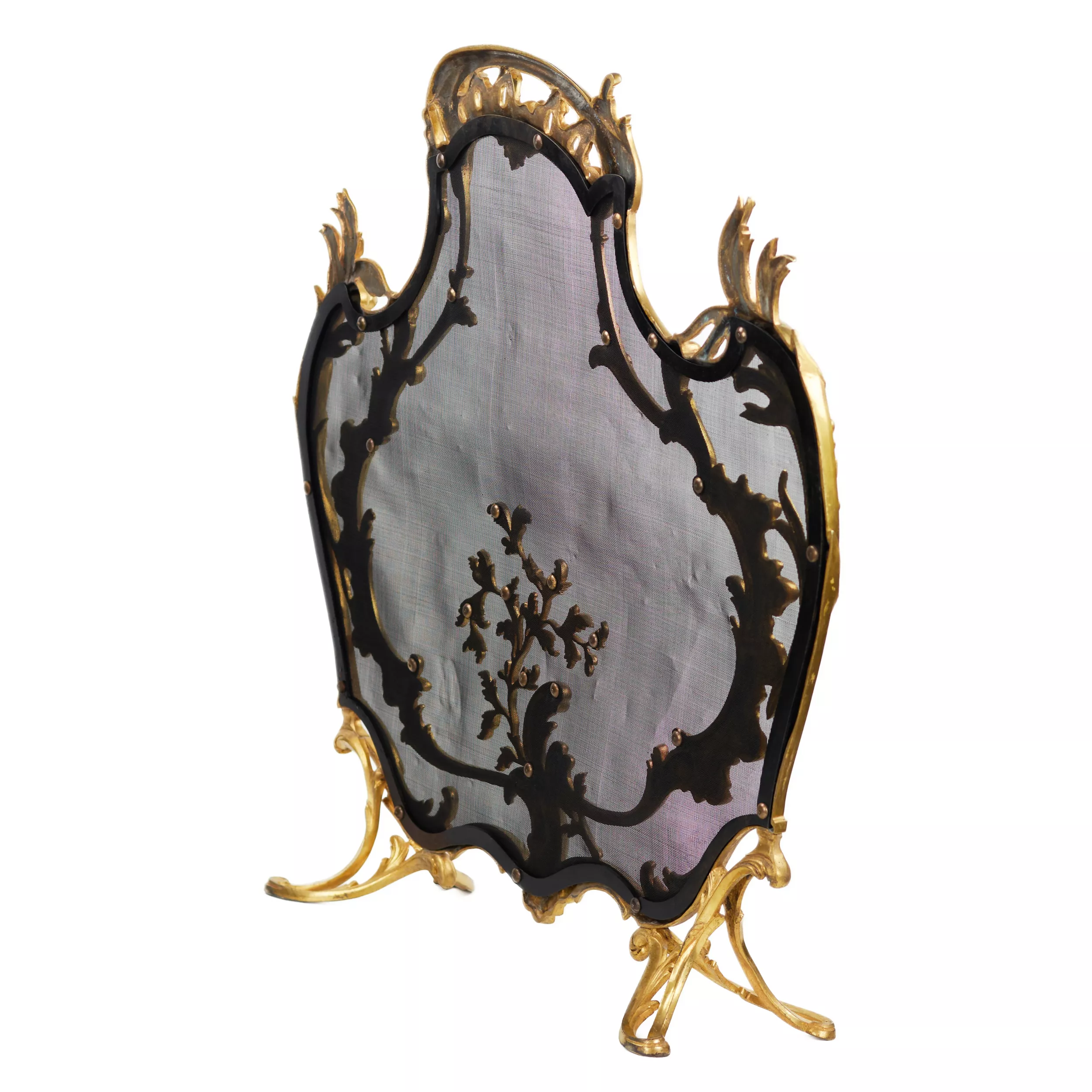 GILT BRONZE FIREPLACE SCREEN IN THE LOUIS XV STYLE FRANCE, 19TH CENTURY
