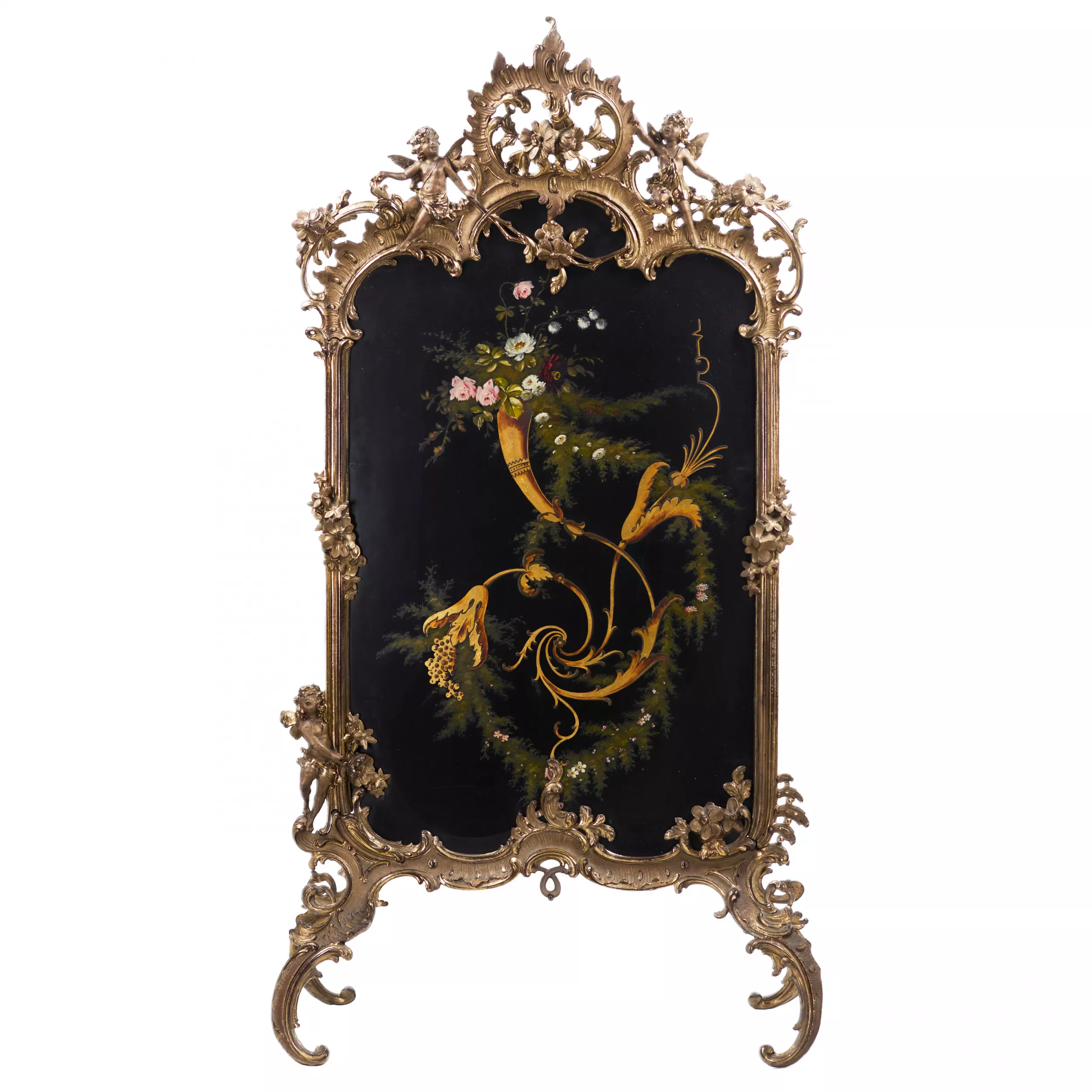 FIREPLACE SCREEN IN THE NEO ROCOCO STYLE. EISENWERK LAUCHHAMMER GERMANY, 20TH CENTURY
