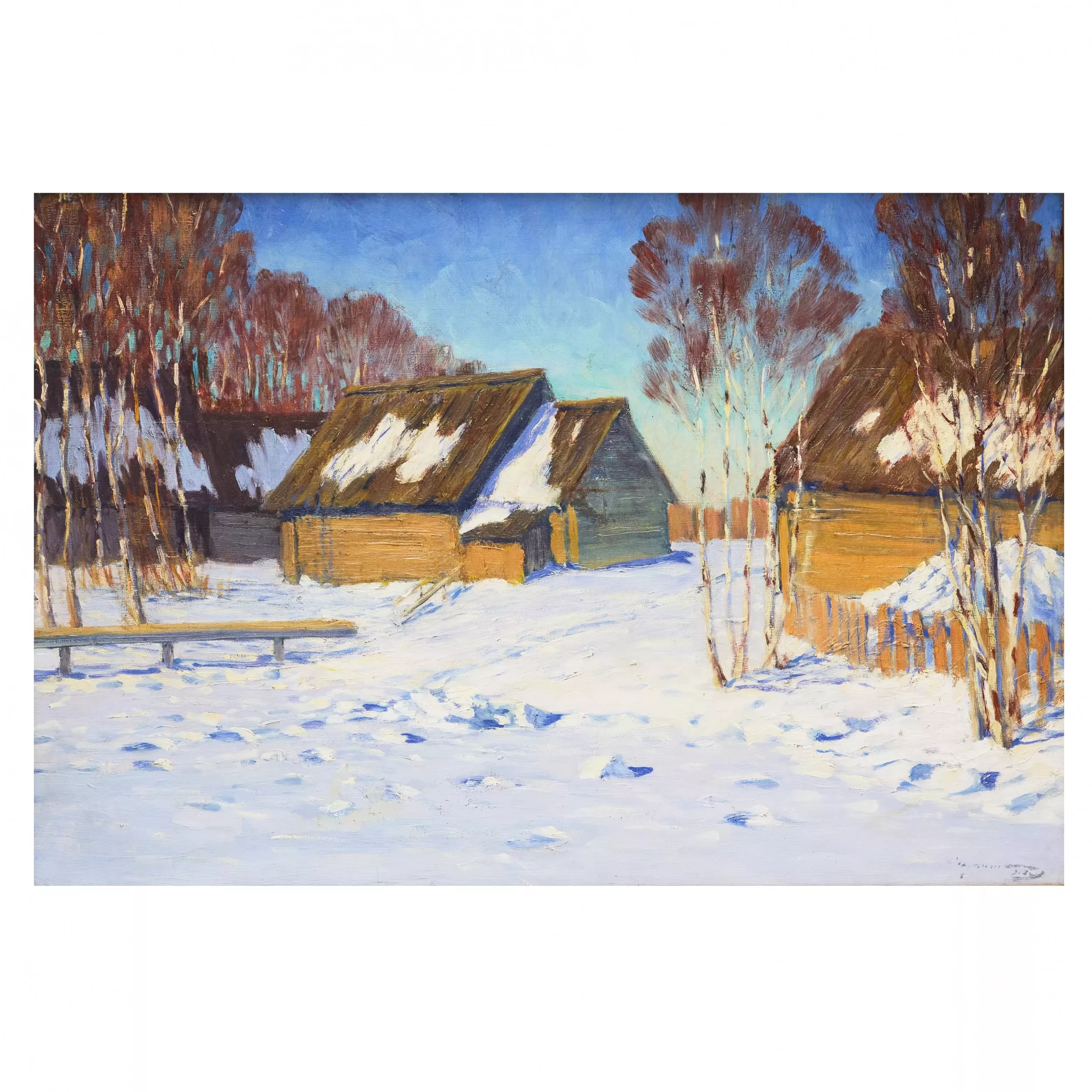 ПУРВИТИС ВИЛЬГЕЛЬМ КАРЛИС. ДЕРЕВНЯ РАННЕЙ ВЕСНОЙ ЛАТВИЯ, 1918 ГОД