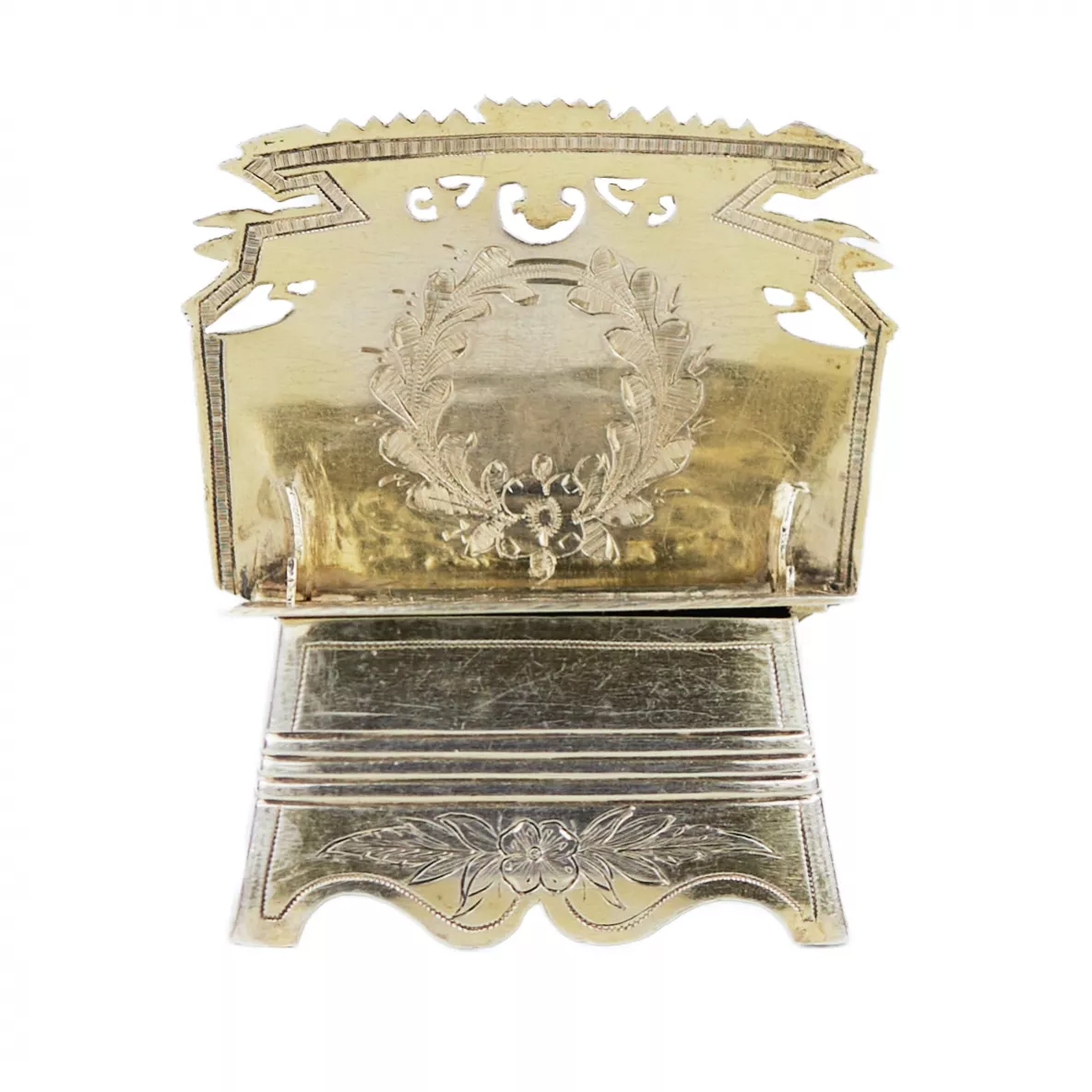 Silver salt cellar in the form of a chair in Old Russian style, Vasily Ivanovich Ivanov Moscow, Russia, 1885