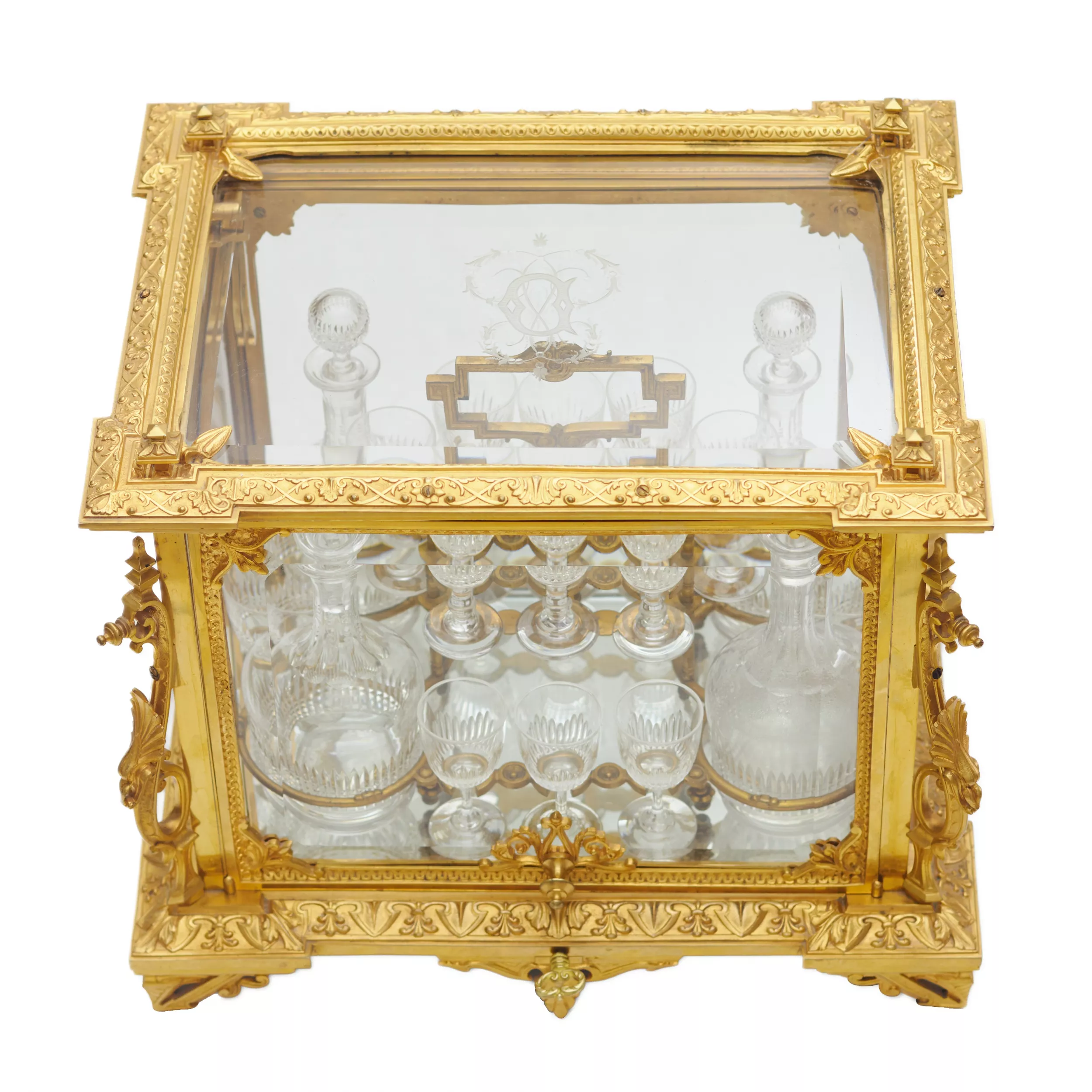LIQUEUR CABINET (CAVE À LIQUEURS) IN GILT BRONZE AND CRYSTAL IN THE NAPOLEON III STYLE FRANCE, SECOND HALF OF THE 19TH CENTURY