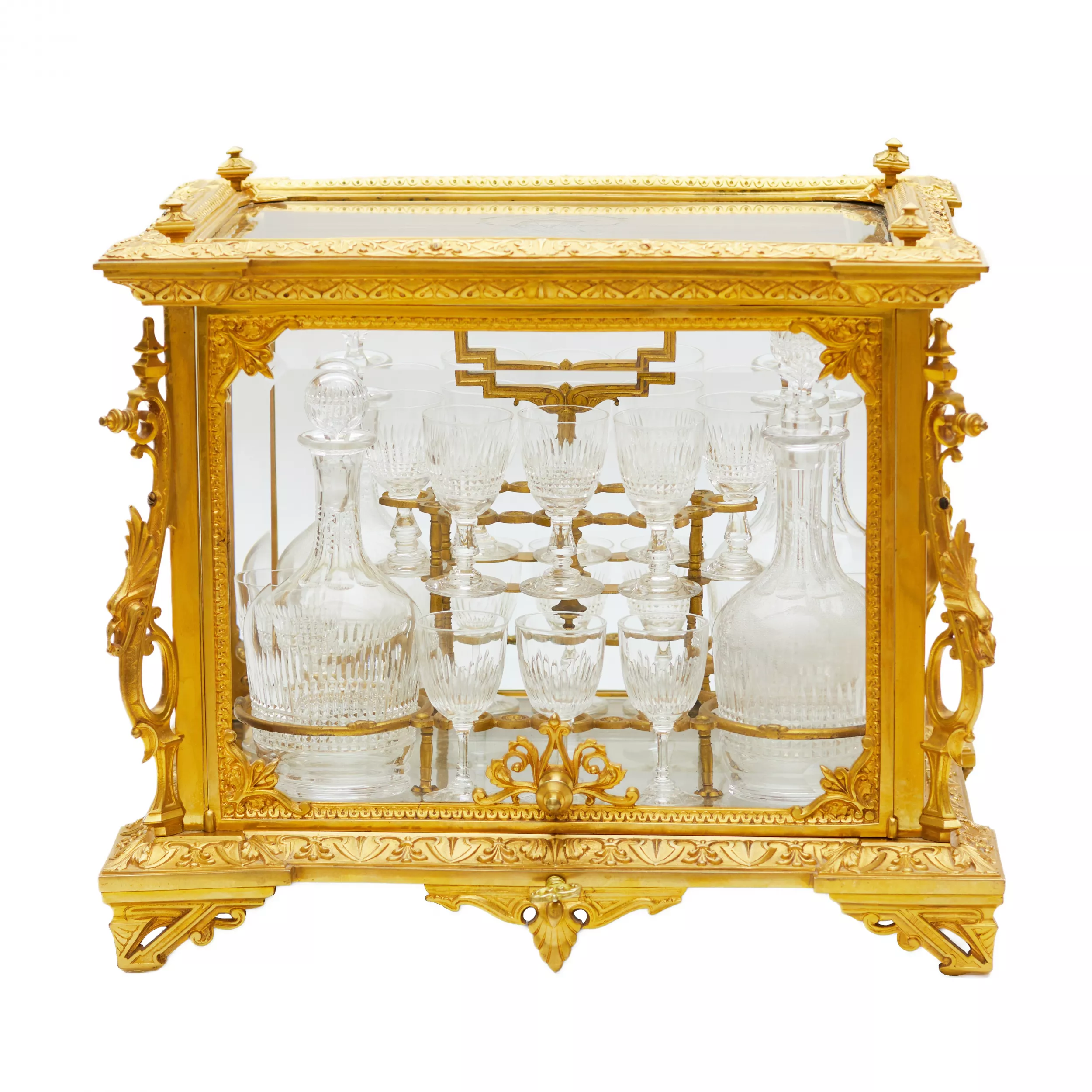 LIQUEUR CABINET (CAVE À LIQUEURS) IN GILT BRONZE AND CRYSTAL IN THE NAPOLEON III STYLE FRANCE, SECOND HALF OF THE 19TH CENTURY