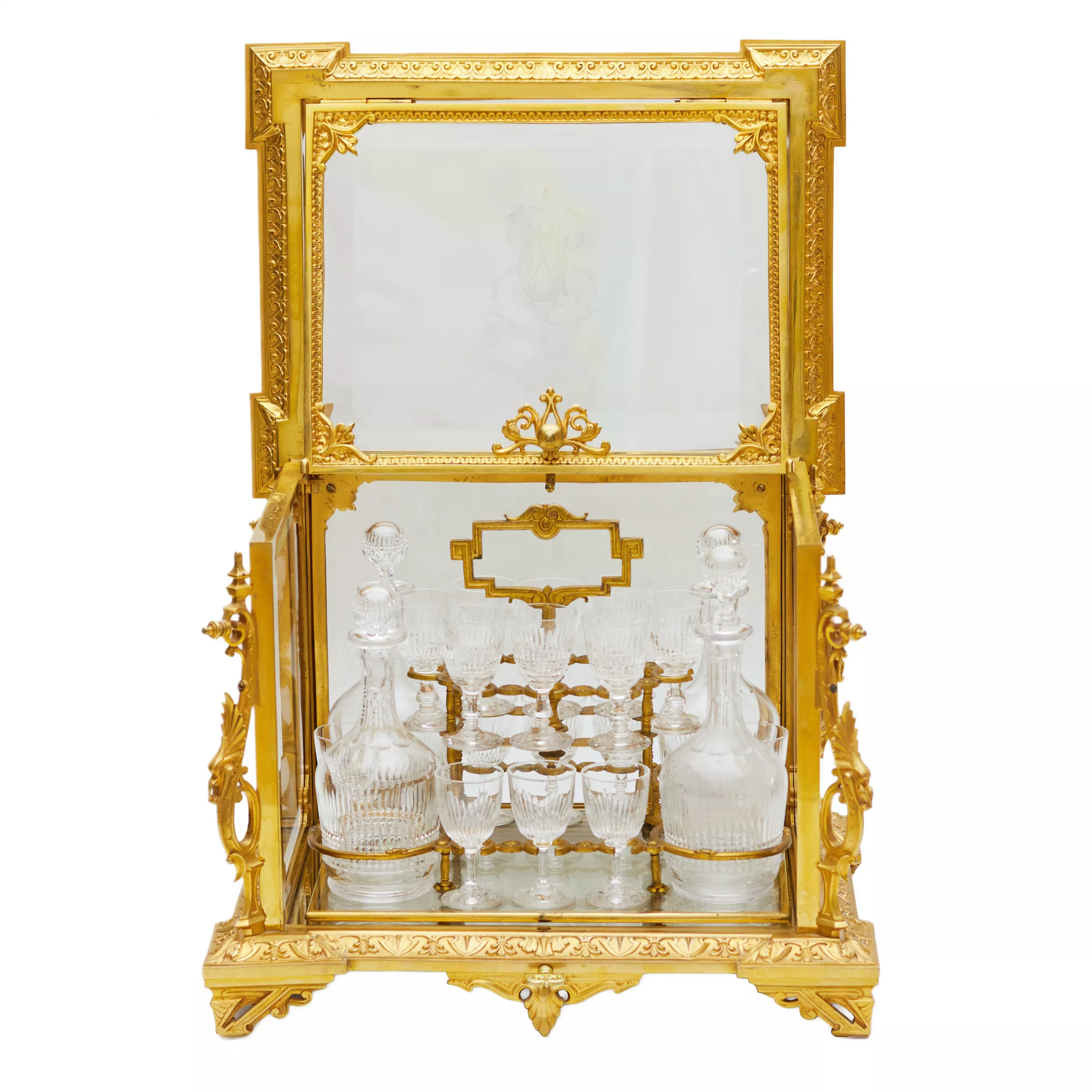 LIQUEUR CABINET (CAVE À LIQUEURS) IN GILT BRONZE AND CRYSTAL IN THE NAPOLEON III STYLE FRANCE, SECOND HALF OF THE 19TH CENTURY