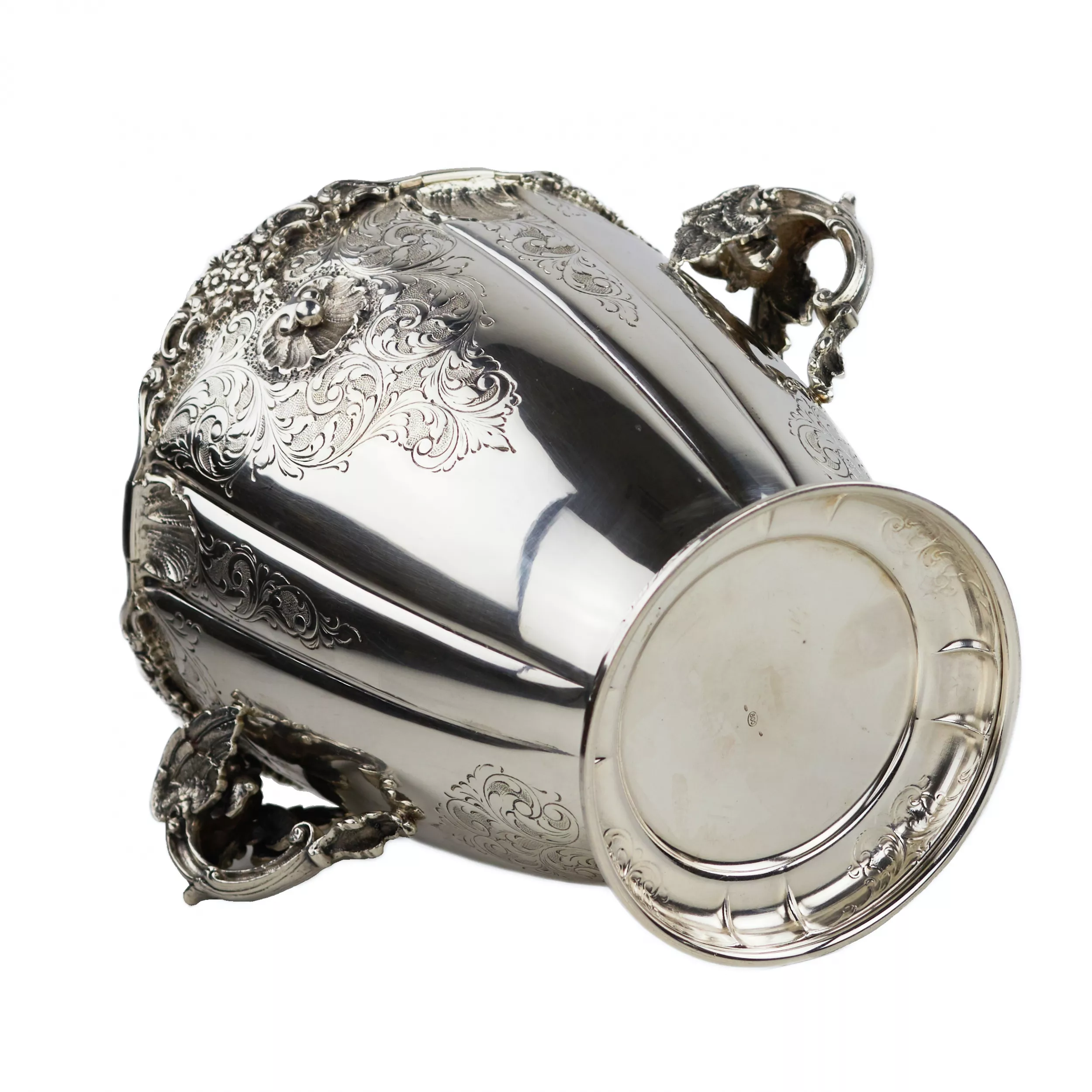 SILVER CHAMPAGNE COOLER WITH DRAGON HANDLES. EUROPE, LATE 19TH - EARLY 20TH CENTURY