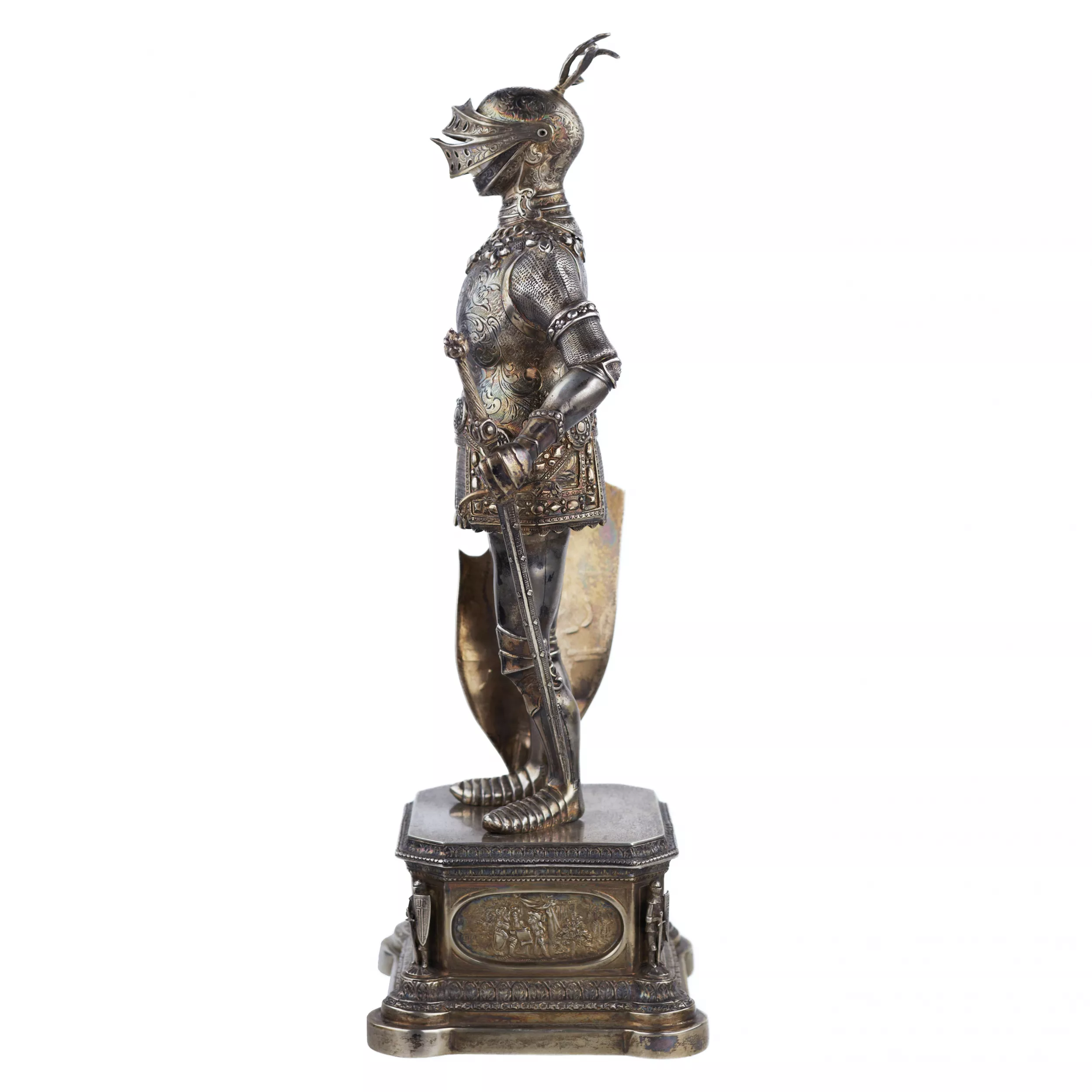 SILVER CABINET FIGURE OF A KNIGHT. J. KURZ & CO. GERMANY, HANAU, TURN OF THE 19TH - 20TH CENTURIES