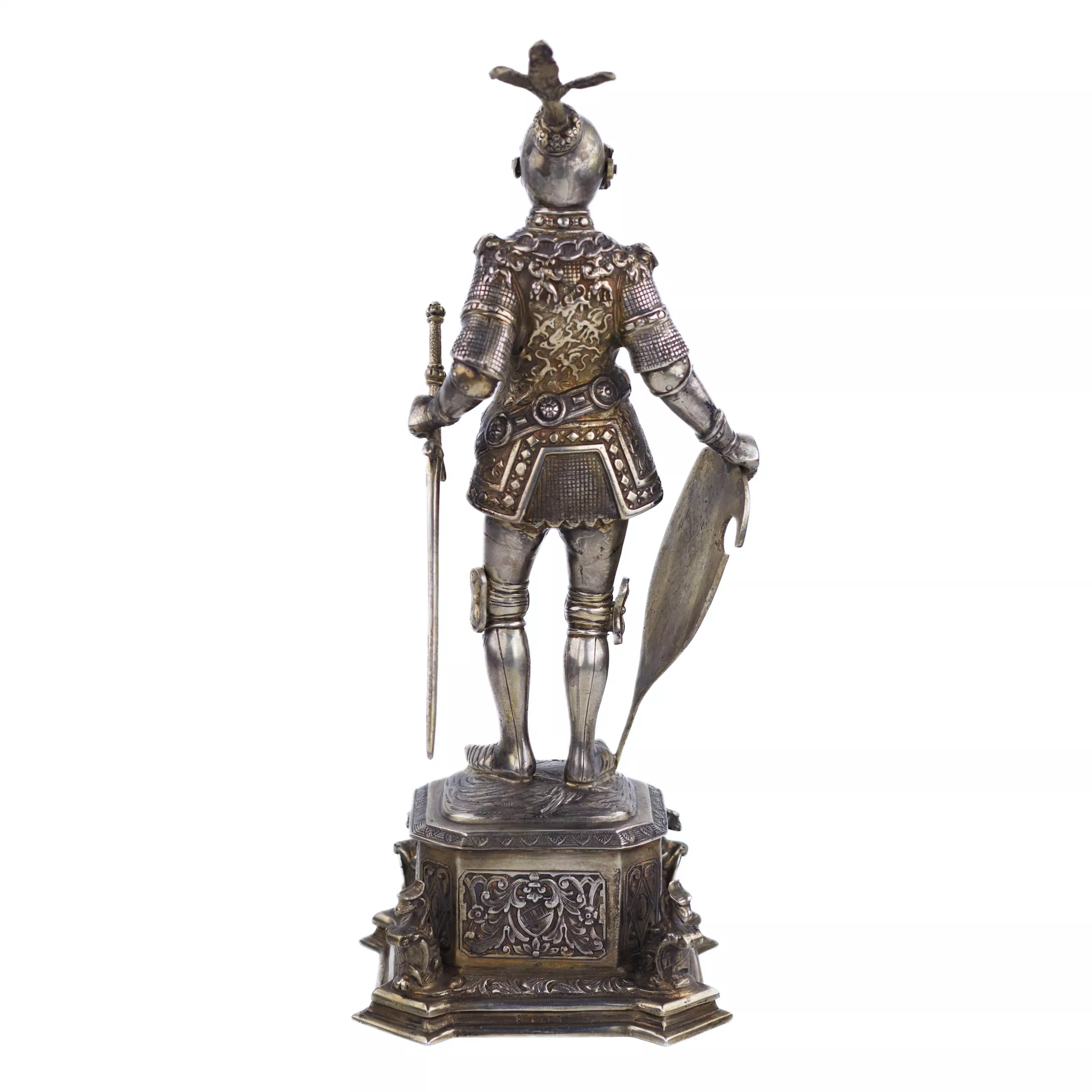 SILVER CABINET FIGURE OF A KNIGHT GERMANY, HANAU, LATE 19TH - EARLY 20TH CENTURY