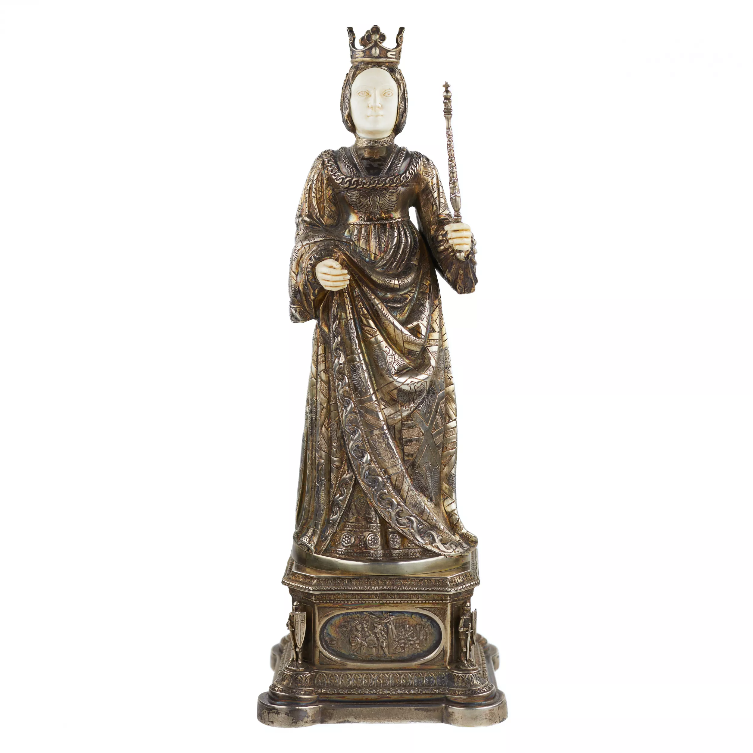 SILVER CABINET FIGURE OF ELISABETH OF BURGUNDY, KURZ J. & CO GERMANY, HANAU, TURN OF THE 19TH AND 20TH CENTURIES