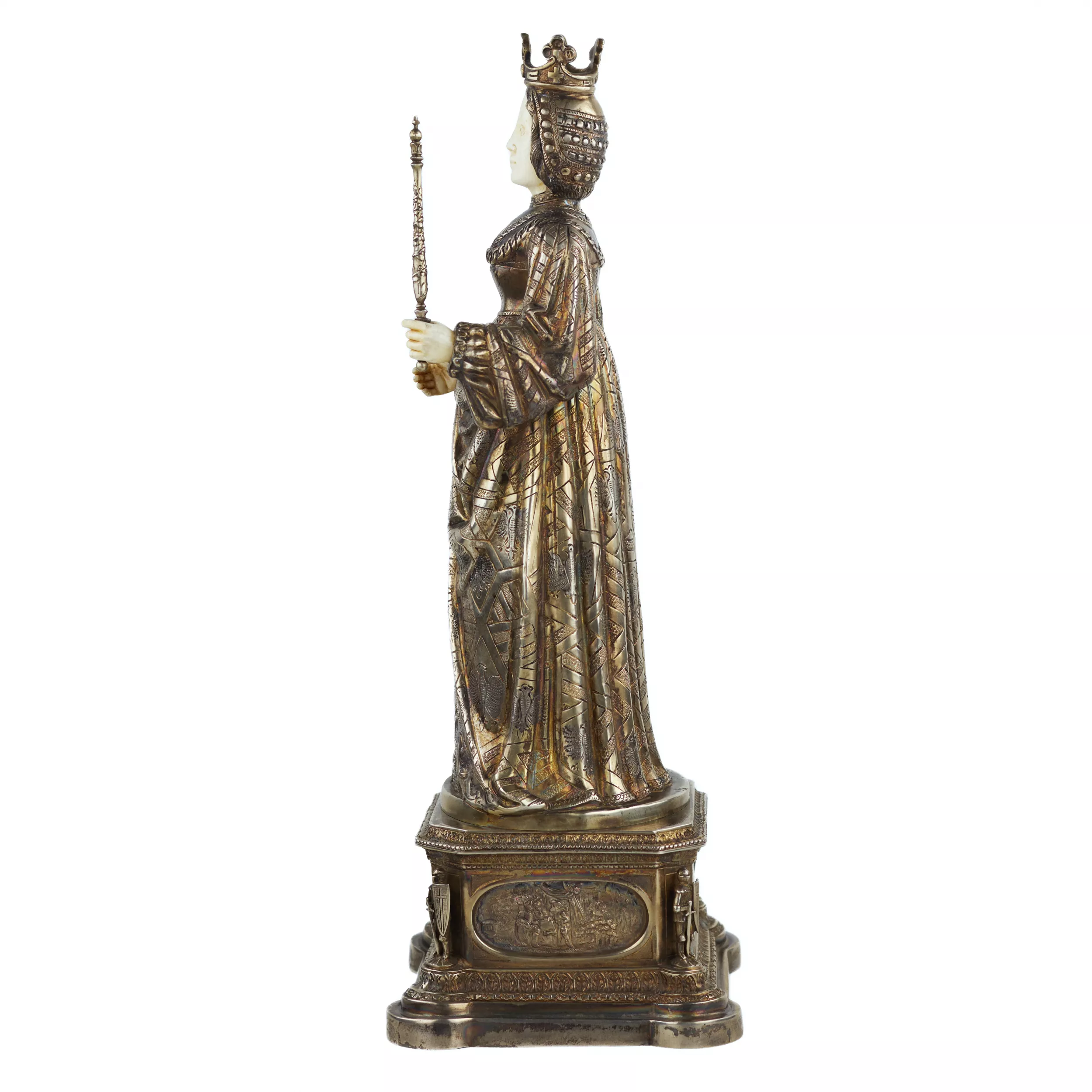 SILVER CABINET FIGURE OF ELISABETH OF BURGUNDY, KURZ J. & CO GERMANY, HANAU, TURN OF THE 19TH AND 20TH CENTURIES