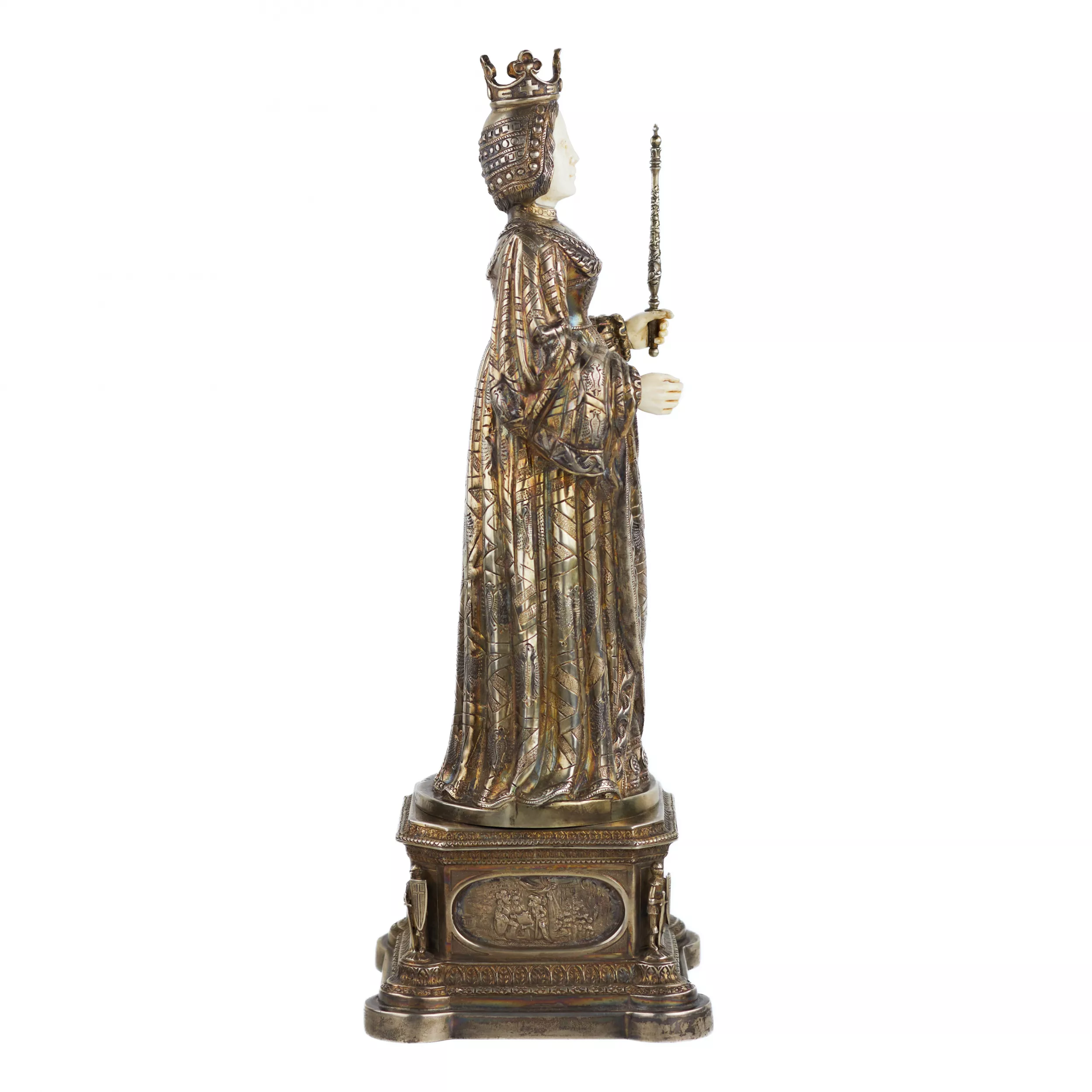 SILVER CABINET FIGURE OF ELISABETH OF BURGUNDY, KURZ J. & CO GERMANY, HANAU, TURN OF THE 19TH AND 20TH CENTURIES