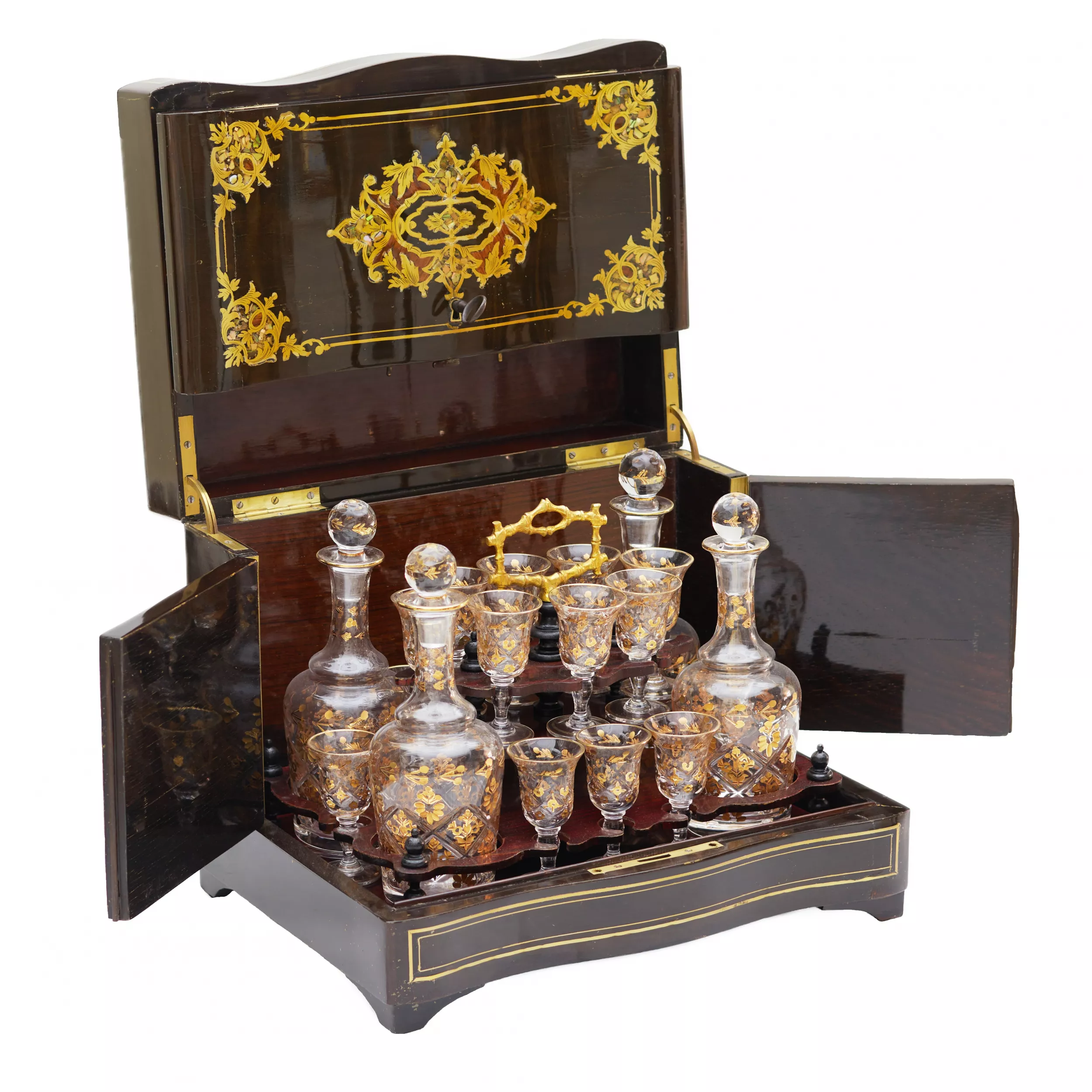 Bar de voyage de style Boulle d`epoque Napoleon III, XIXe siècle.