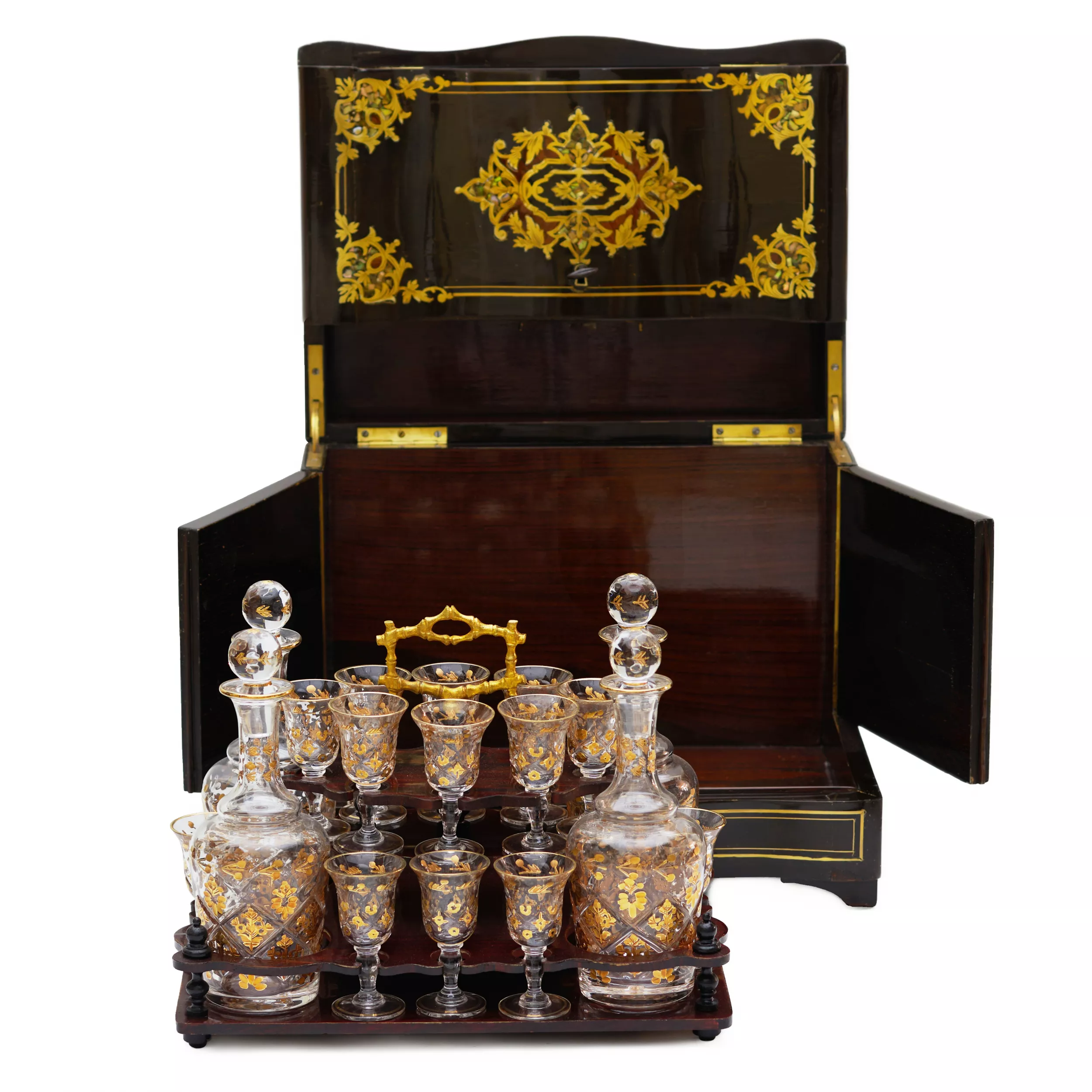 Bar de voyage de style Boulle d`epoque Napoleon III, XIXe siècle.