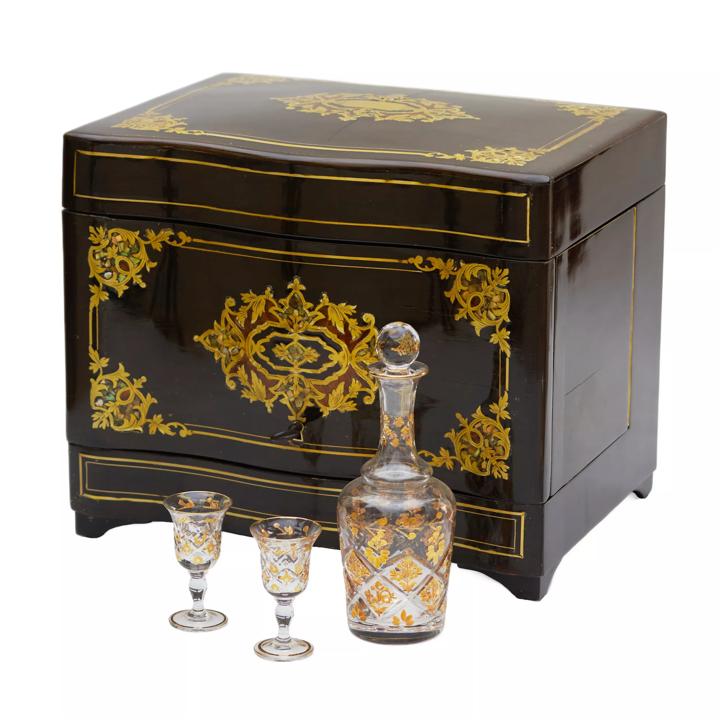 Bar de voyage de style Boulle d`epoque Napoleon III, XIXe siècle.