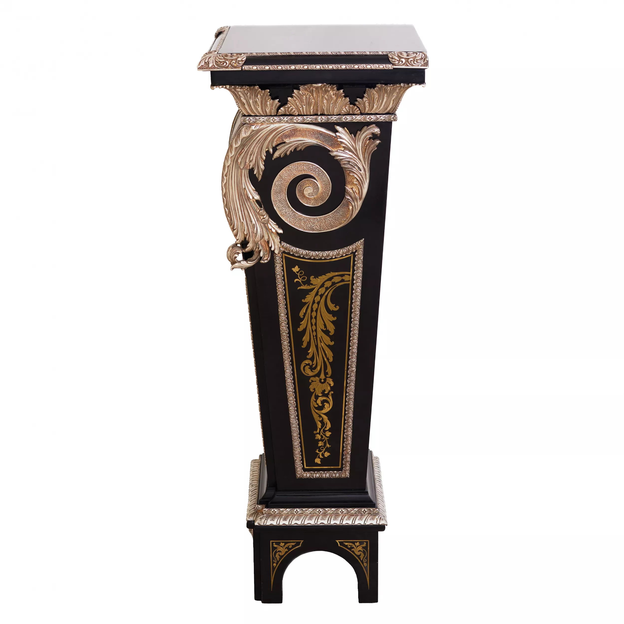 THREE BOULLE STYLE PEDESTALS WITH MARQUETRY DECORATION FRANCE, 20TH CENTURY