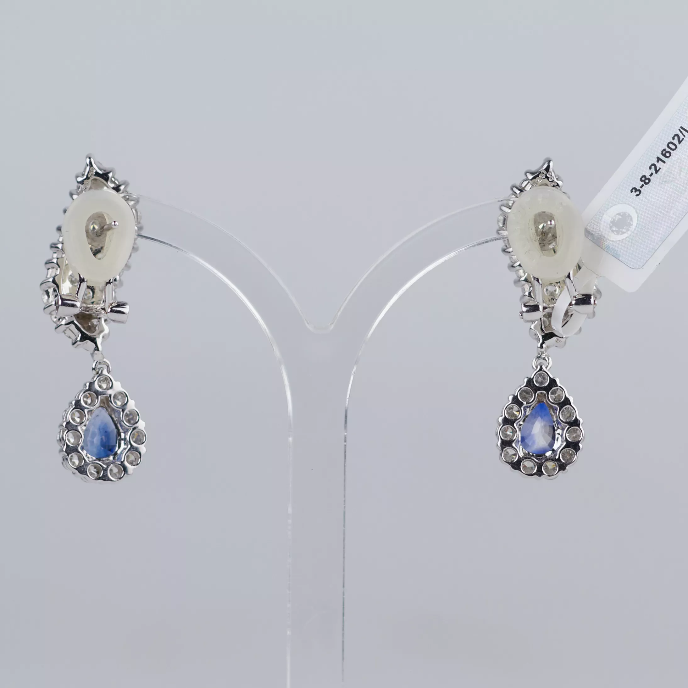18K WHITE GOLD EARRINGS WITH SAPPHIRES AND DIAMONDS