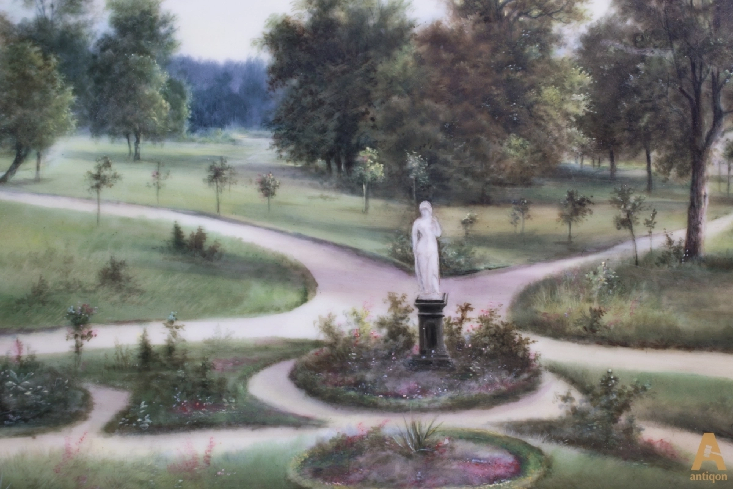 Plaque de porcelaine Vue du parc