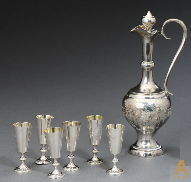 Silver set for vodka. Russia