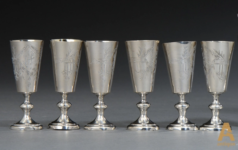Silver set for vodka. Russia