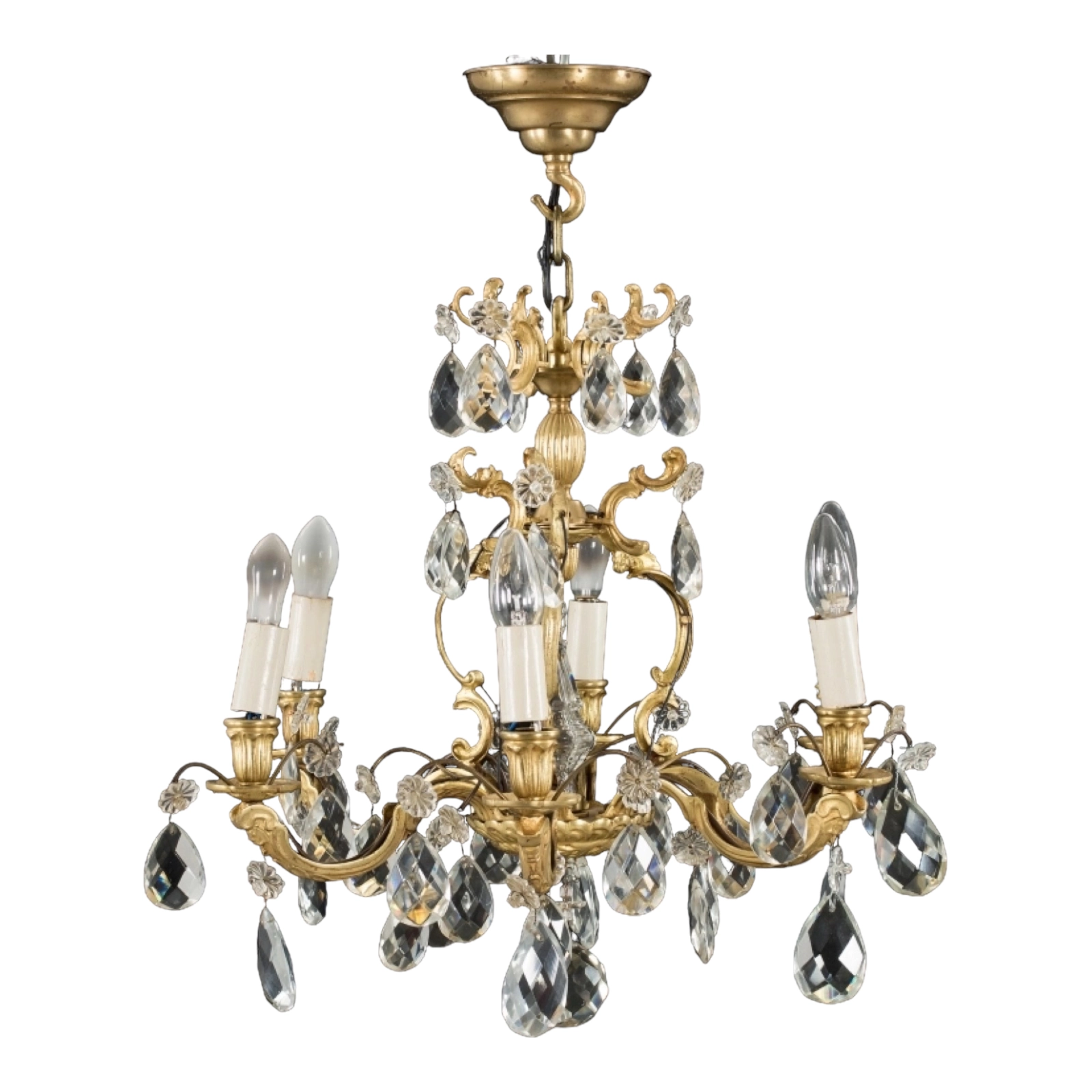 Six-candle chandelier in Rococo style. Europe. First half of 20th century 