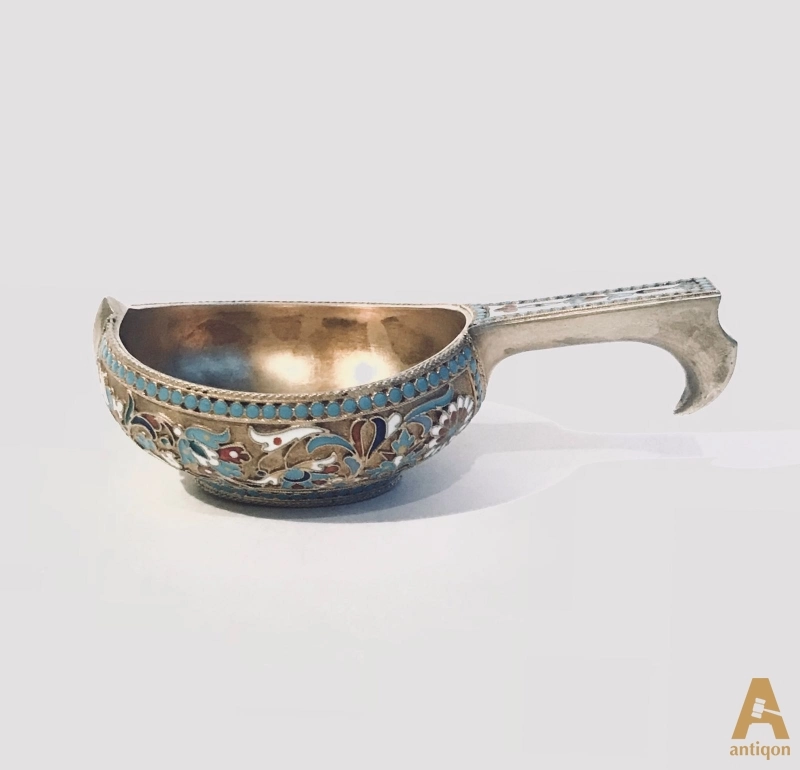 Silver kovsh with enamel