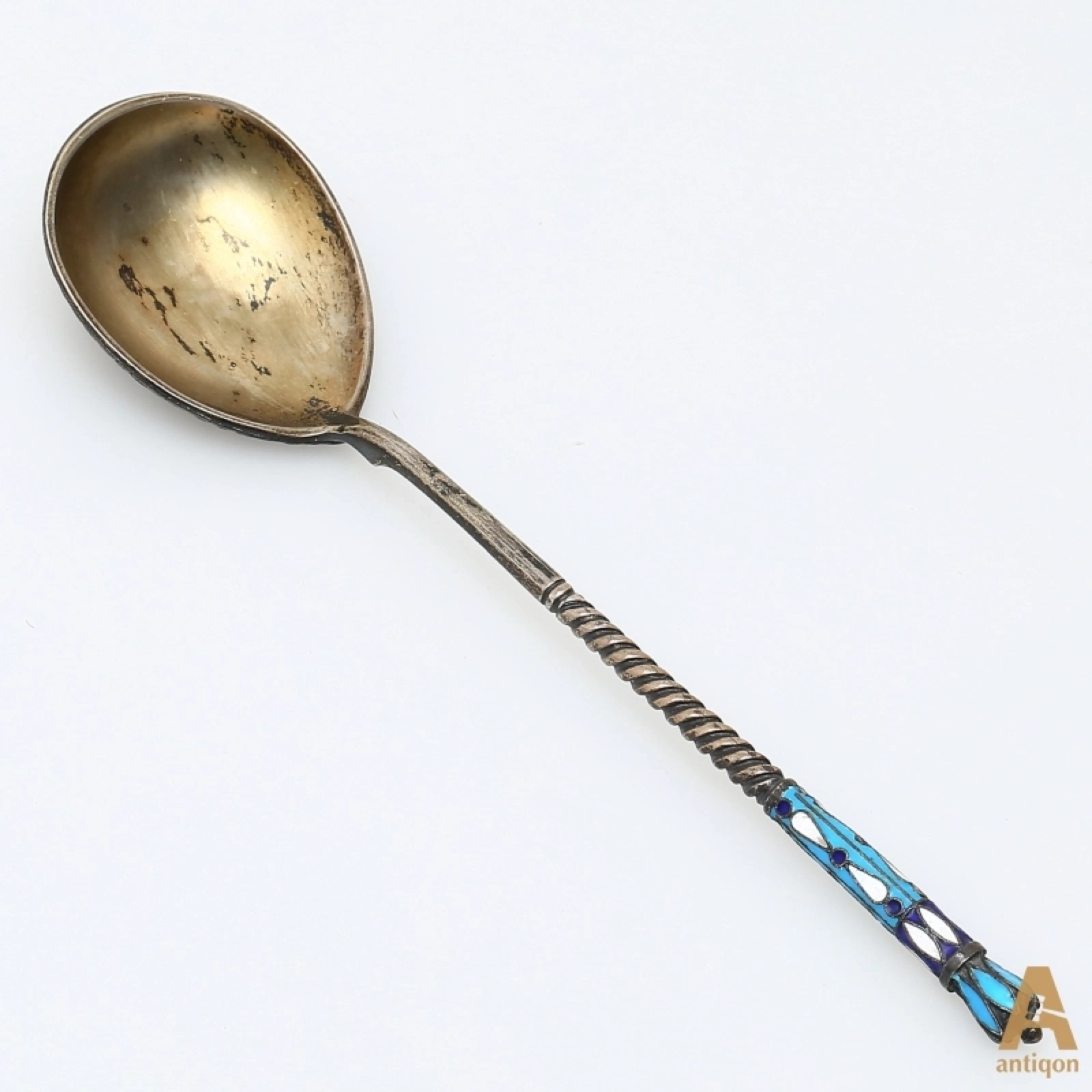Russian silver spoon with enamel