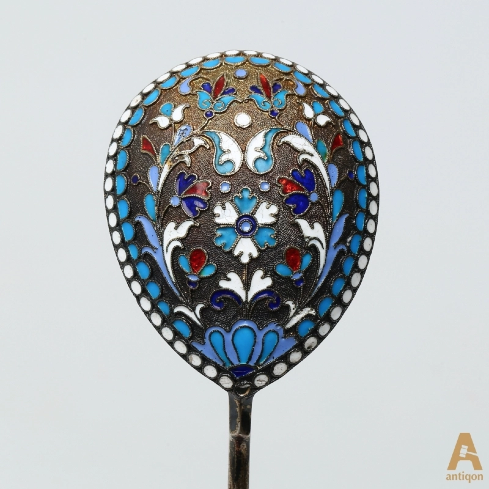 Russian silver spoon with enamel