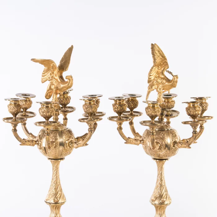  A pair of bronze  candelabra. Russia