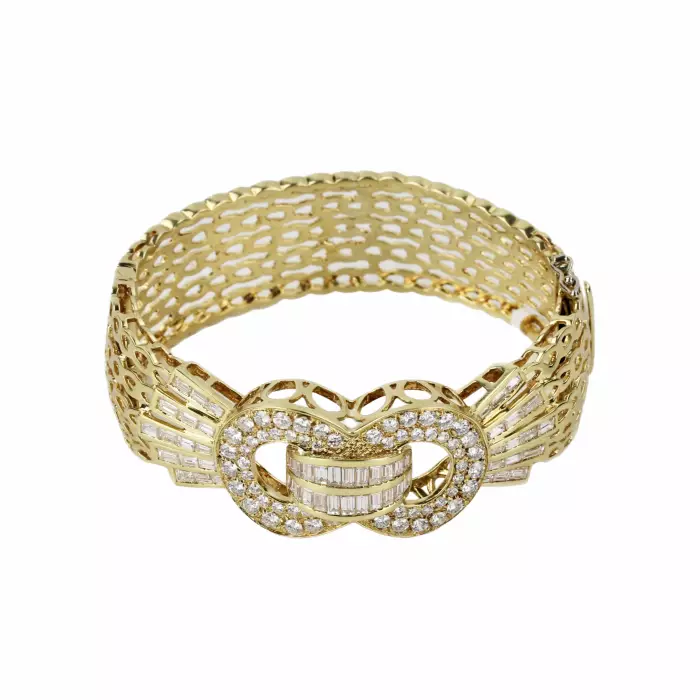 GOLD DIAMOND BELT BRACELET. 21ST CENTURY