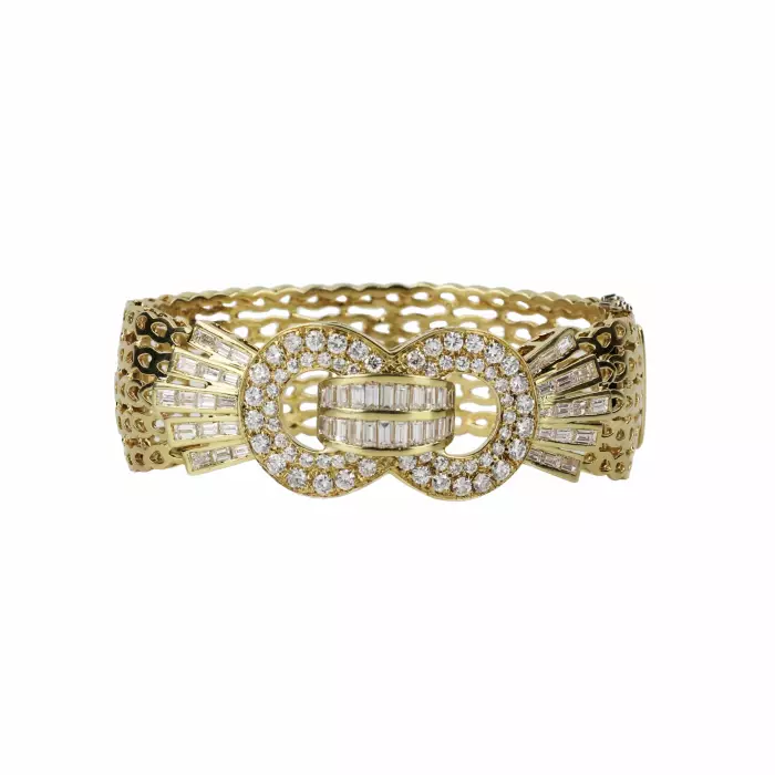 GOLD DIAMOND BELT BRACELET. 21ST CENTURY