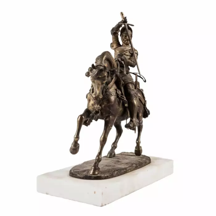 Carlo Marochetti. Figure en bronze d`un chevalier equestre. Duc de Savoie. 