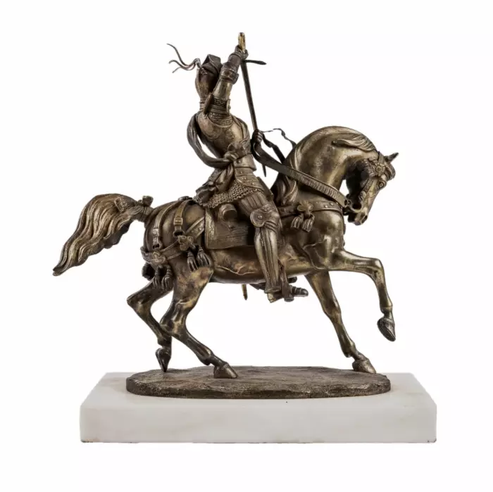 Carlo Marochetti. Figure en bronze d`un chevalier equestre. Duc de Savoie. 