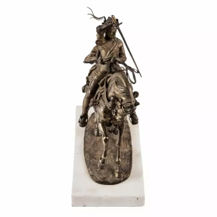 Carlo Marochetti. Figure en bronze d`un chevalier equestre. Duc de Savoie. 