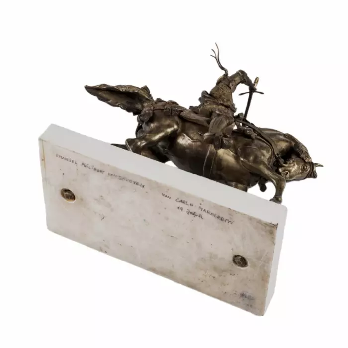 Carlo Marochetti. Figure en bronze d`un chevalier equestre. Duc de Savoie. 