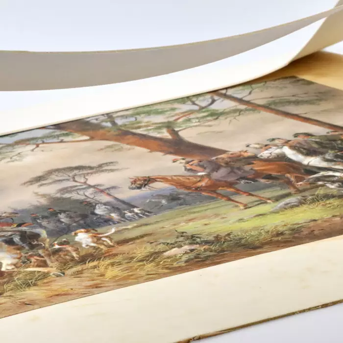 M.A. Zichy. Watercolor. Horse hunting of Alexander II near St. Petersburg. 