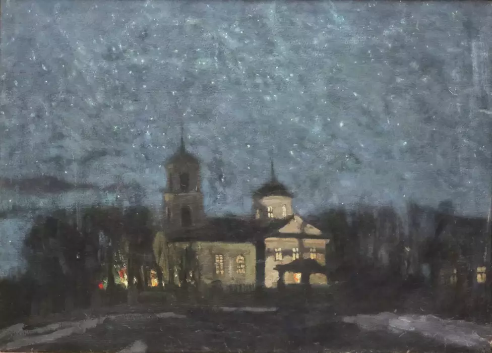 Stanislav Joukovski. Paysage nocturne. Ciel étoilé. 