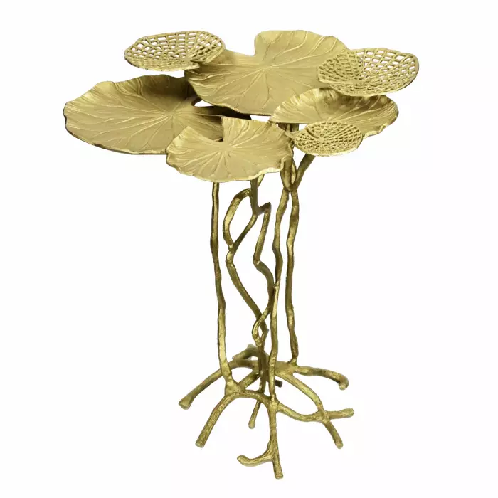 Art Nouveau metal table in the form of water lily leaves. 